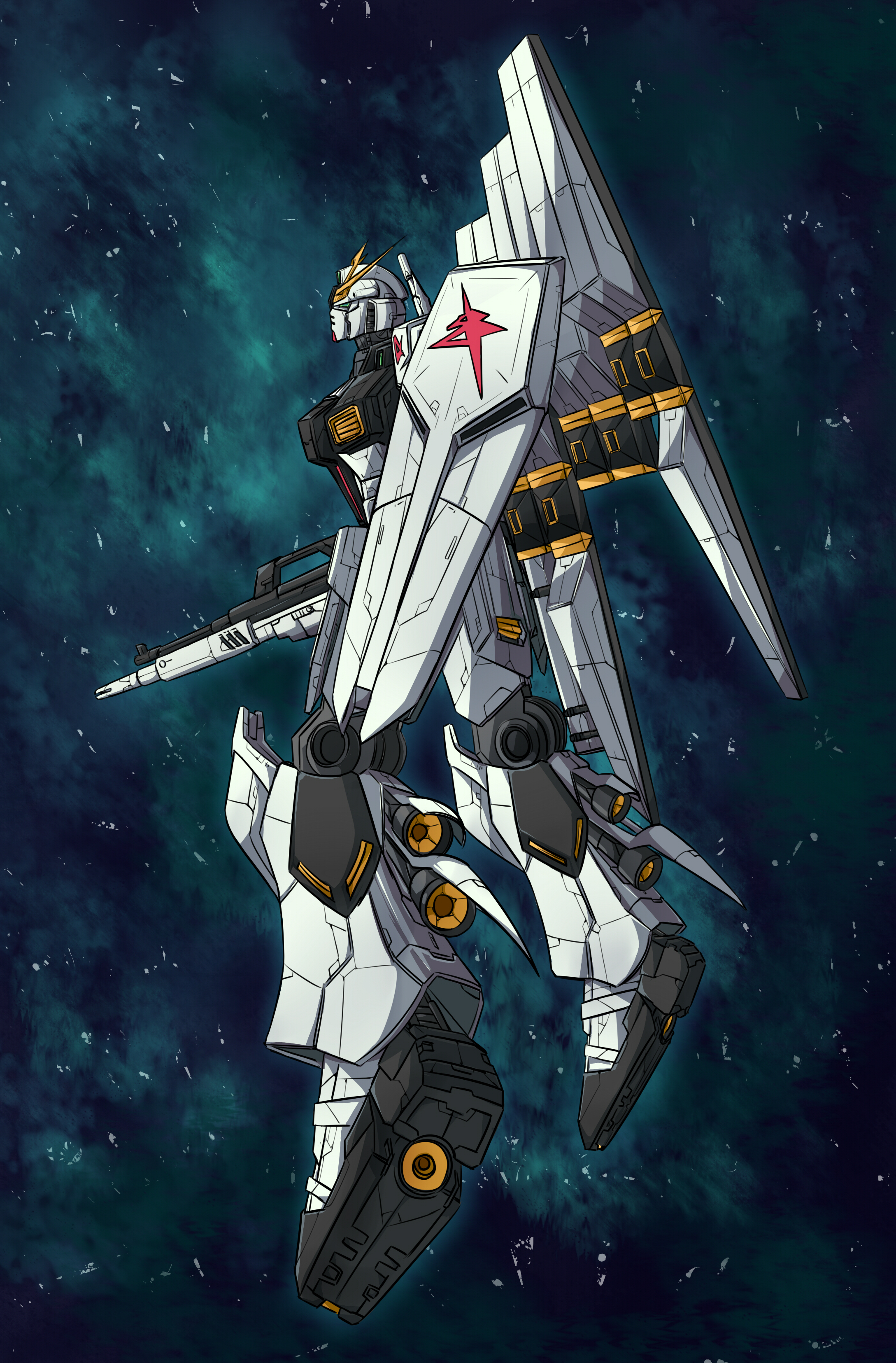 Anime 2177x3310 anime mechs Gundam Mobile Suit Gundam Char&#039;s Counterattack artwork digital art fan art Super Robot Taisen RX-93 v Gundam