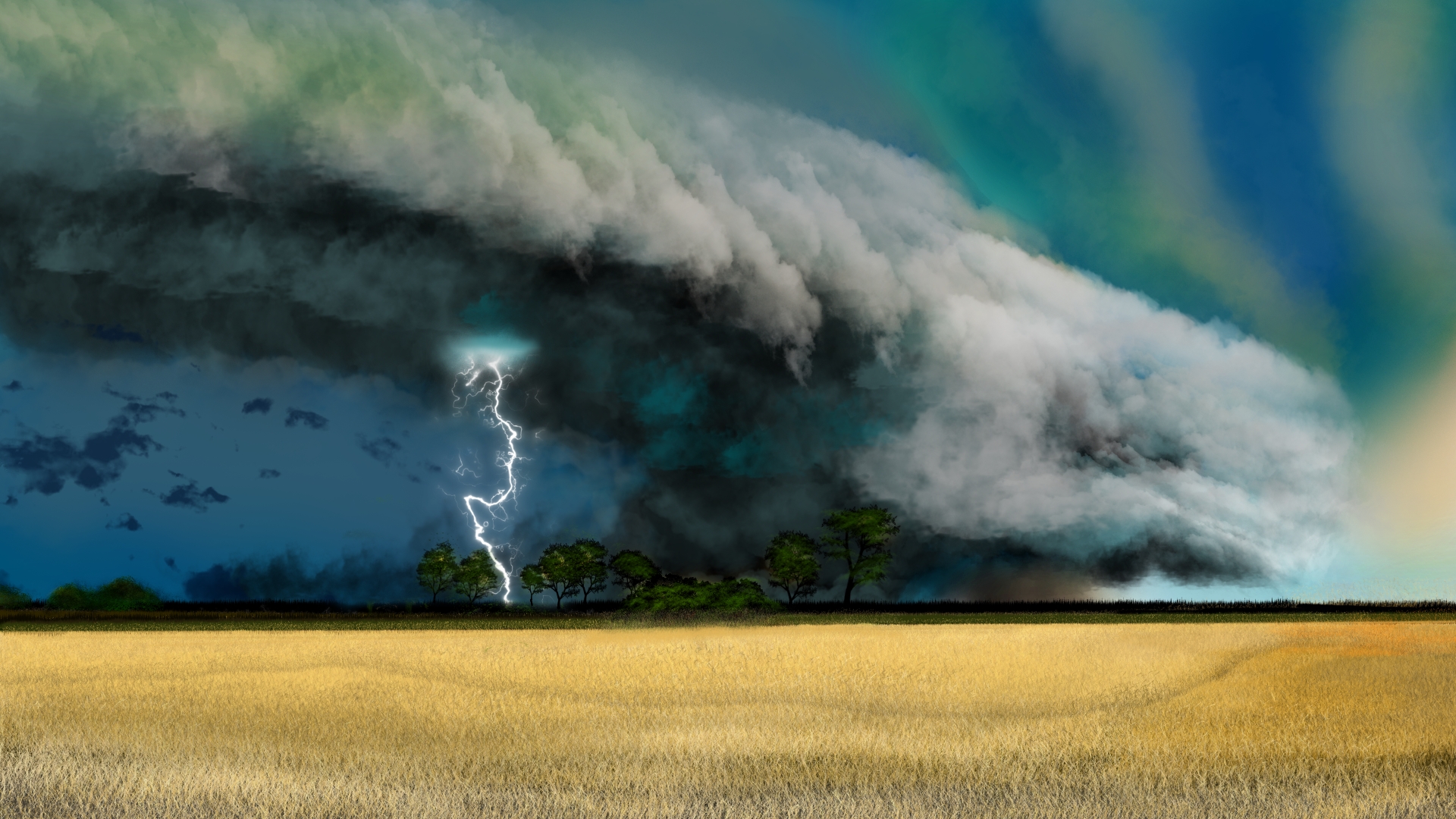 General 1920x1080 digital painting nature storm clouds