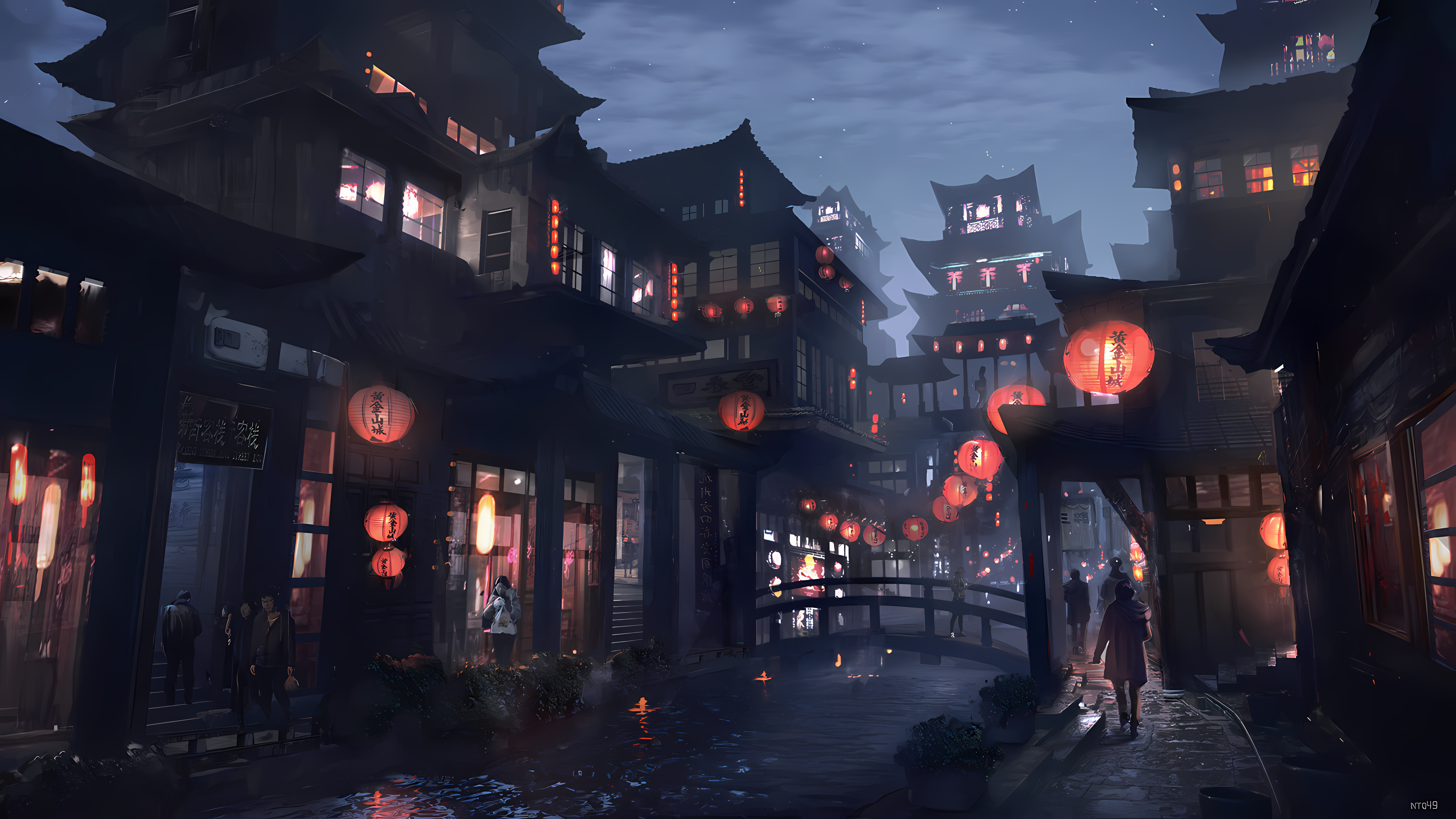General 6400x3600 town Asia artwork Asian architecture