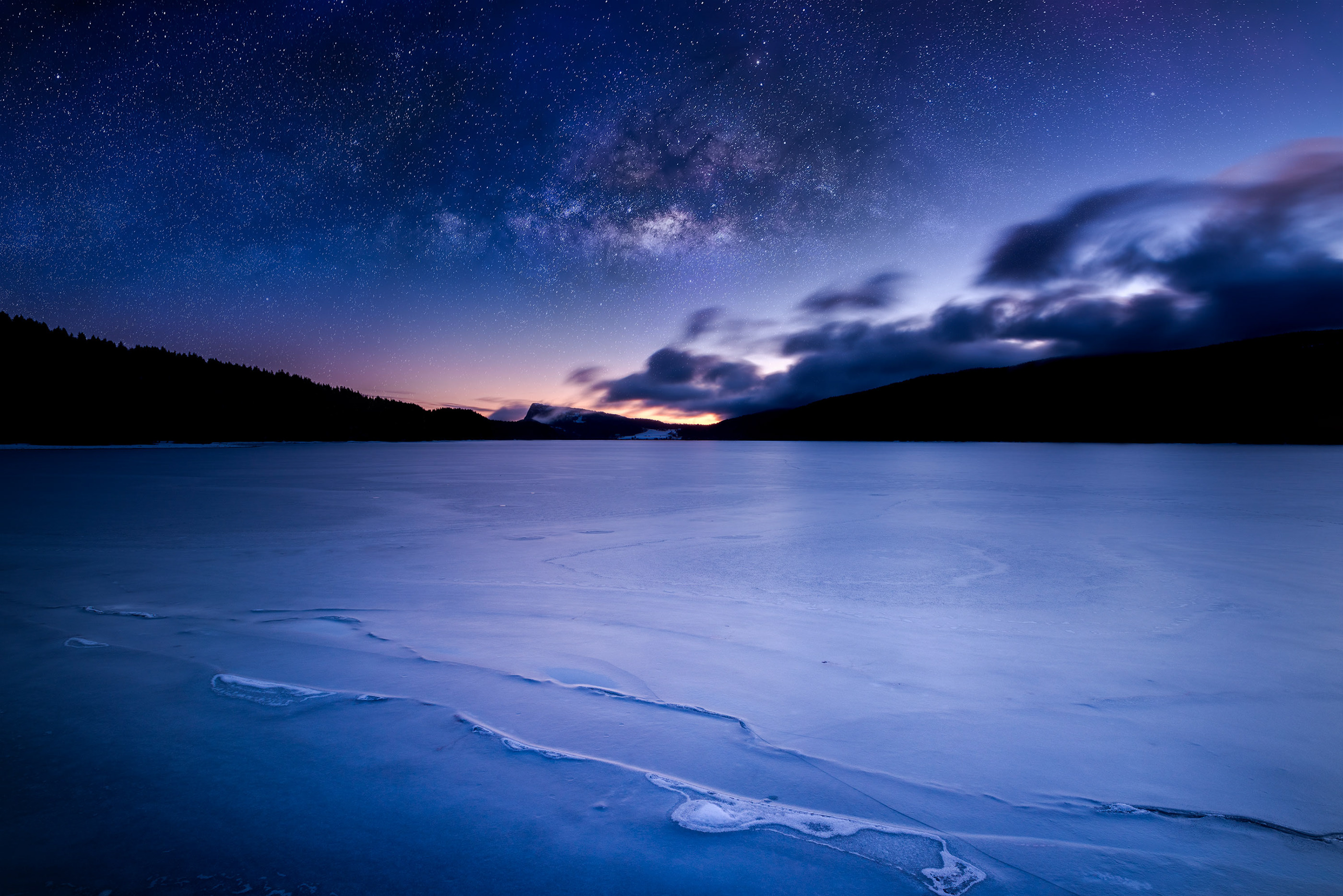 General 2800x1869 galaxy landscape nature photography sunrise Switzerland winter lake low light