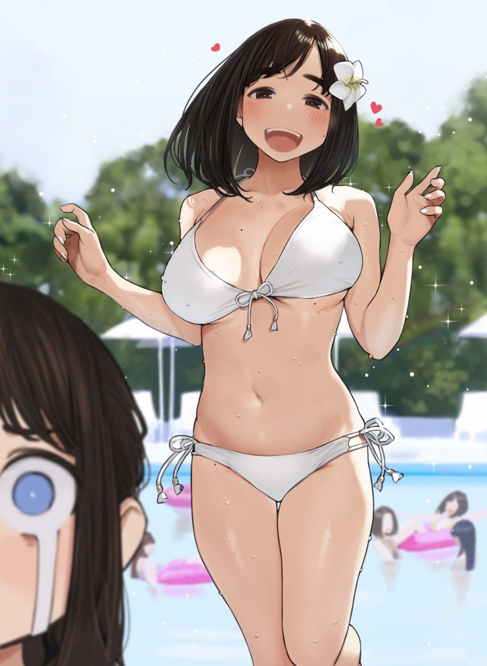 Anime 1600x2188 anime girls big boobs bikini crying swimming pool Ganbare, Douki-chan yomu