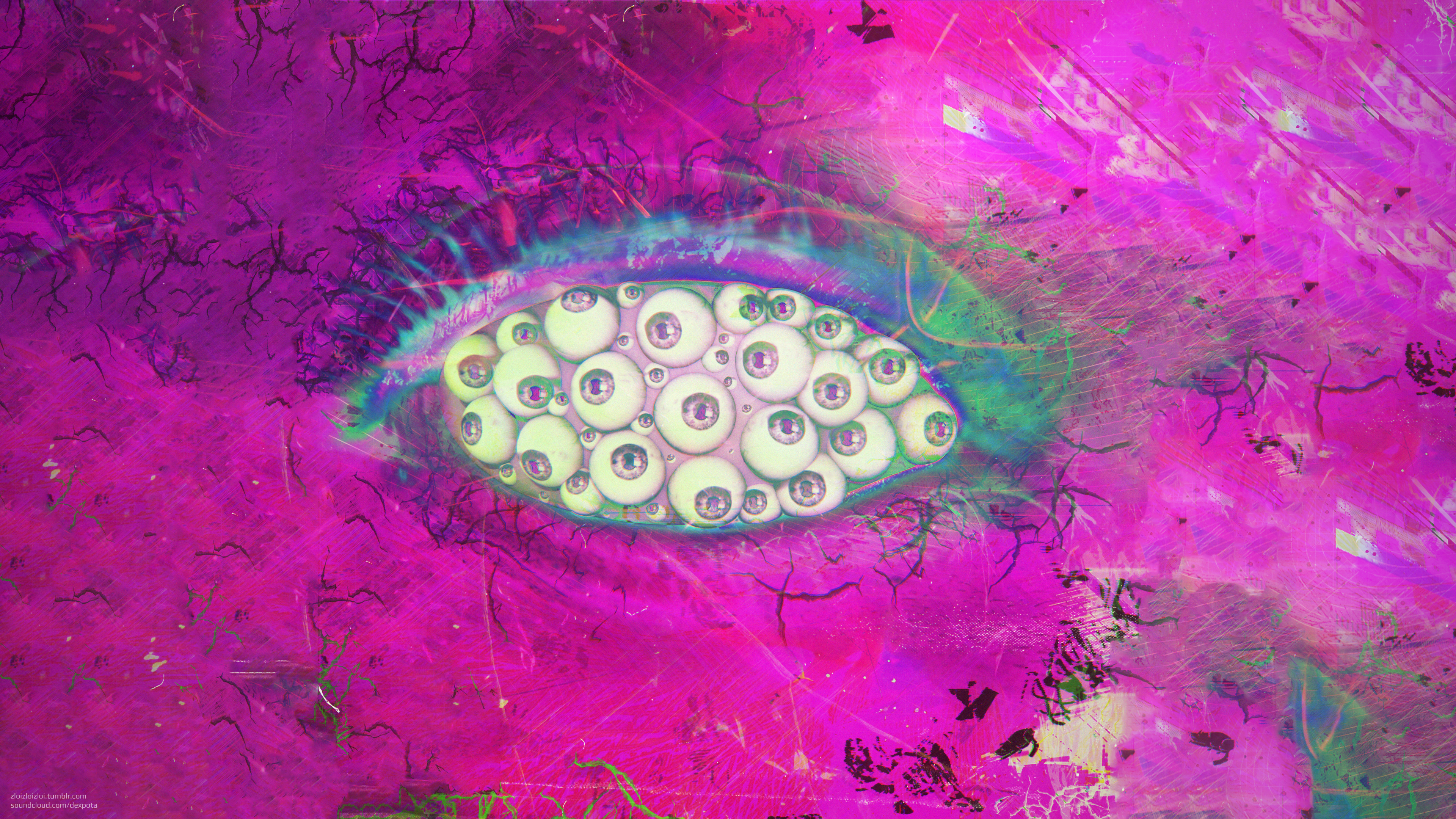 General 3840x2160 abstract LSD eyes purple background cover art album covers 3D Abstract dubstep trippy psychedelic purple