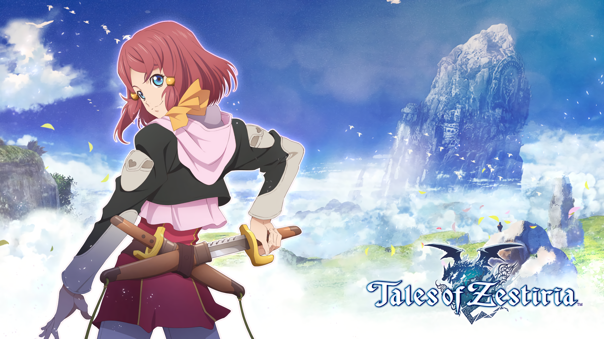 Anime 1920x1080 Tales of Zestiria anime anime girls redhead blue eyes standing looking back looking at viewer fantasy art fantasy girl
