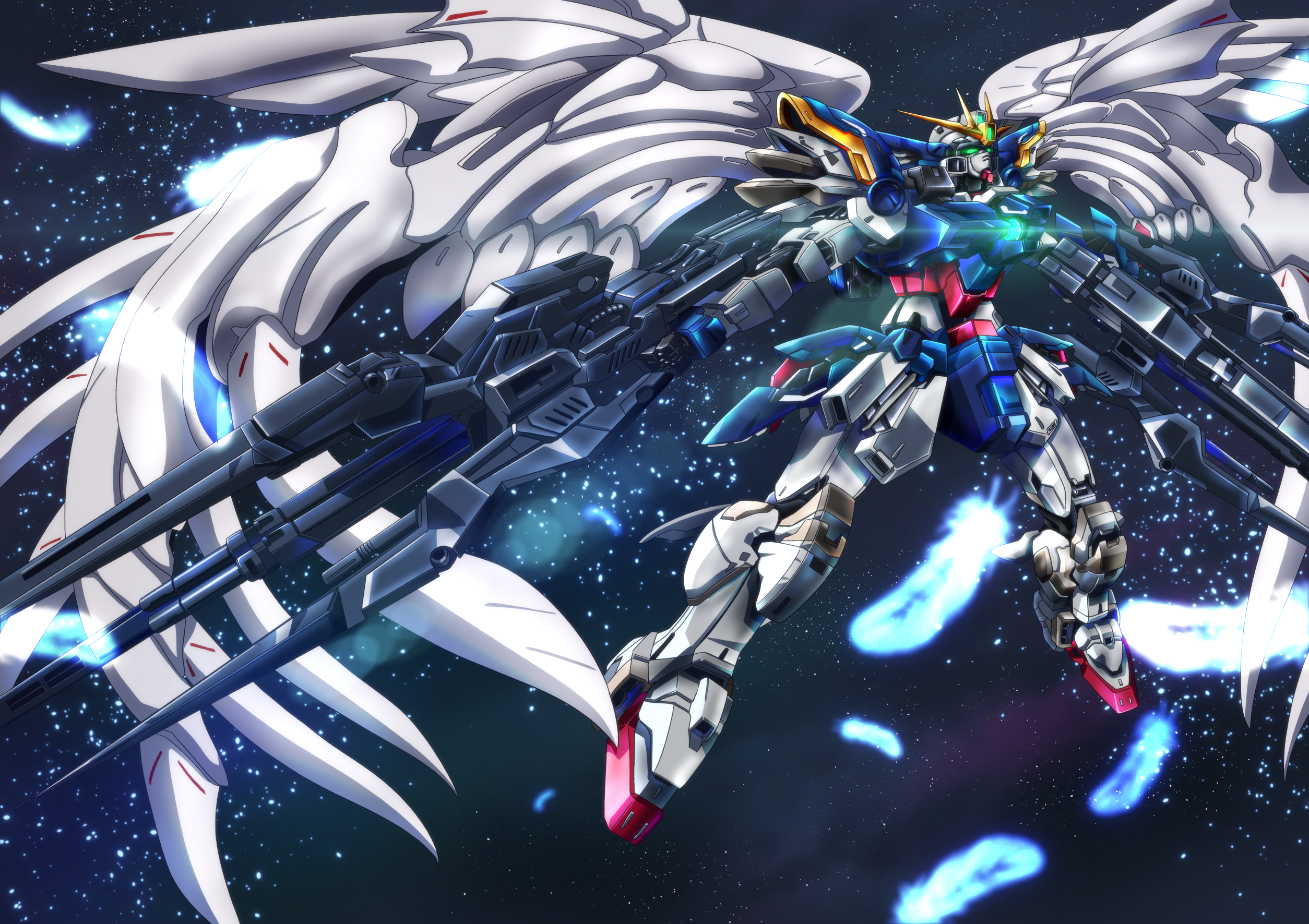 Anime 2508x1771 anime Gundam Super Robot Taisen Mobile Suit Gundam Wing Wing Gundam Zero artwork digital art fan art mechs