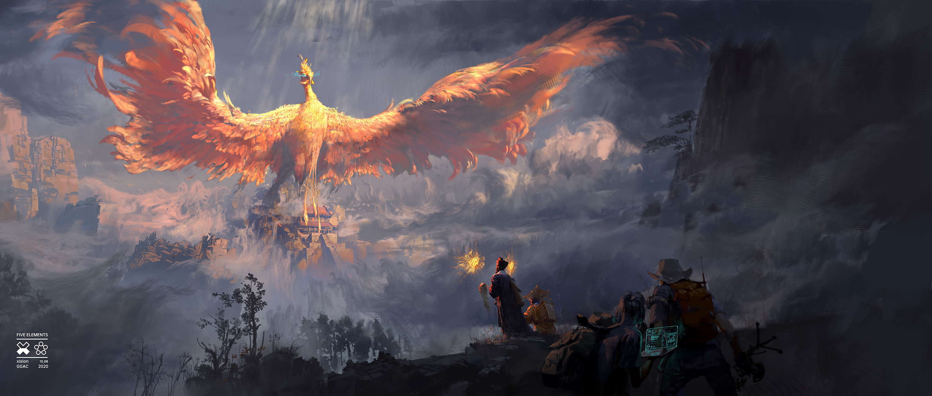 General 3000x1277 xision loong mythology legend phoenix birds creature artwork