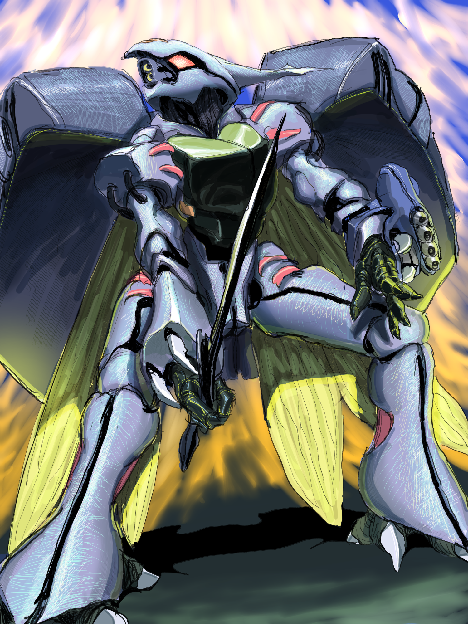 Anime 1500x2000 anime mechs Aura Battler Dunbine Dunbine Super Robot Taisen artwork digital art fan art