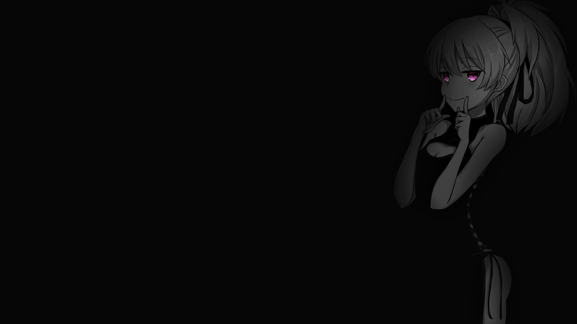 Anime 1920x1080 selective coloring black background dark background simple background anime girls Darker than Black Yin