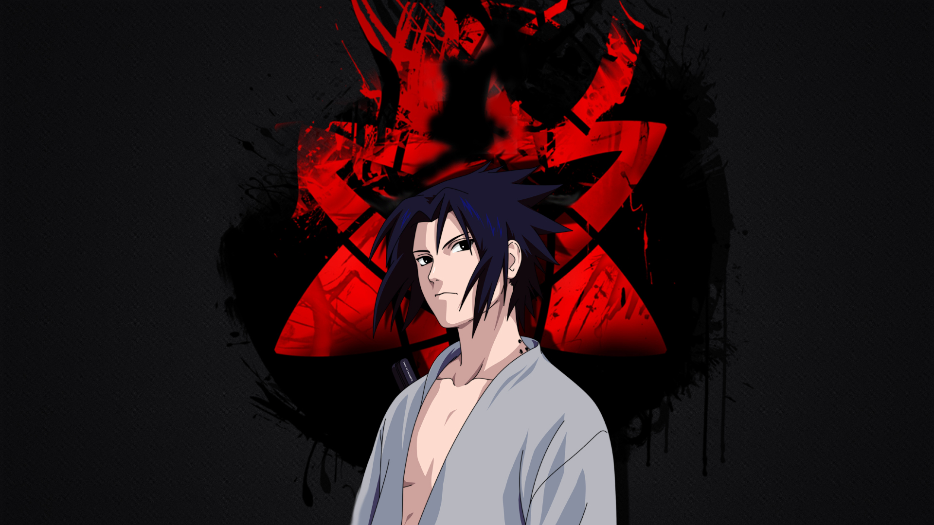 Anime 1920x1080 Naruto (anime) Uchiha Sasuke anime anime boys simple background dark eyes