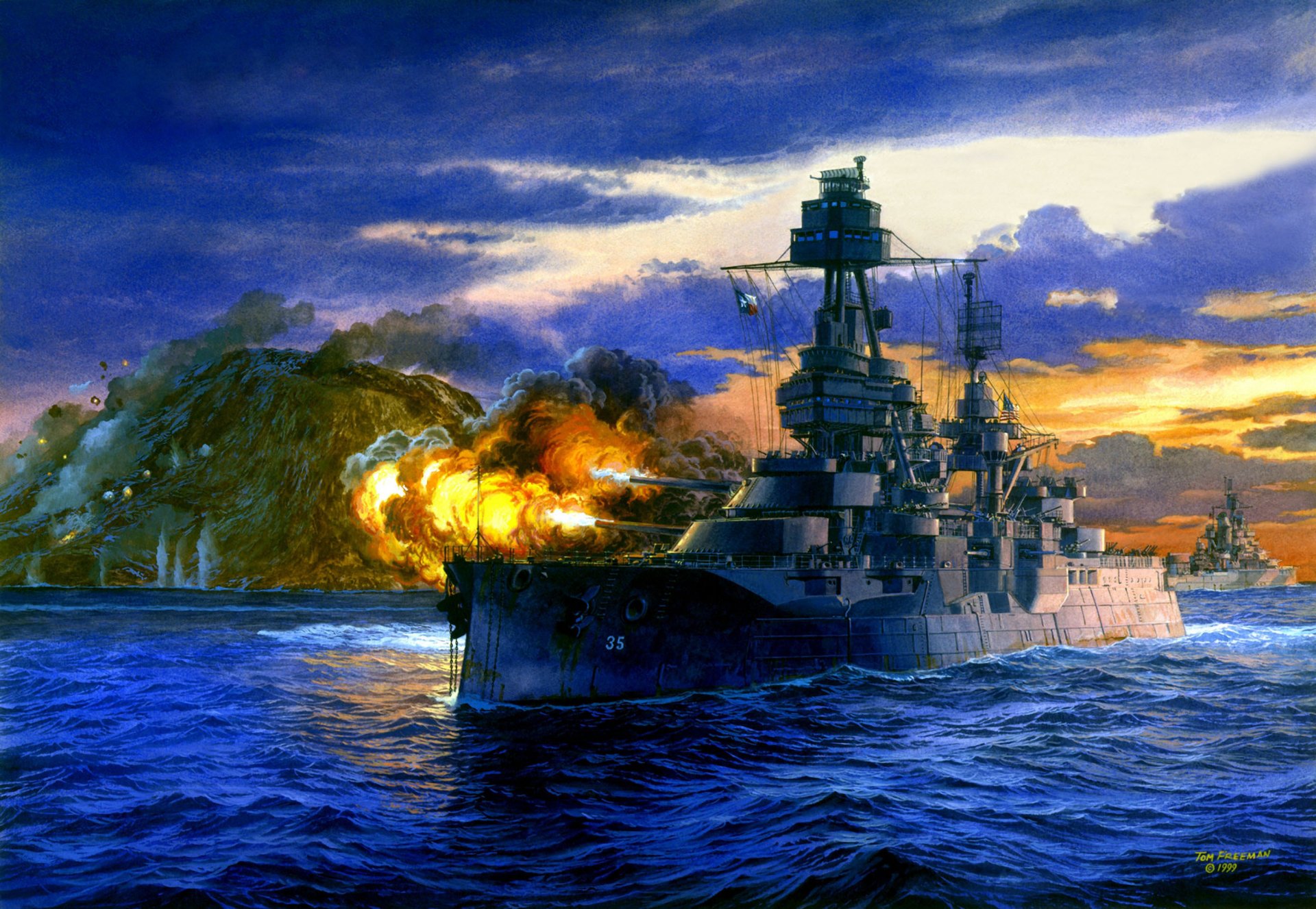 General 1920x1327 Battleships United States Navy Iwo Jima USS Texas World War II Tom Freeman navy warship Naval guns