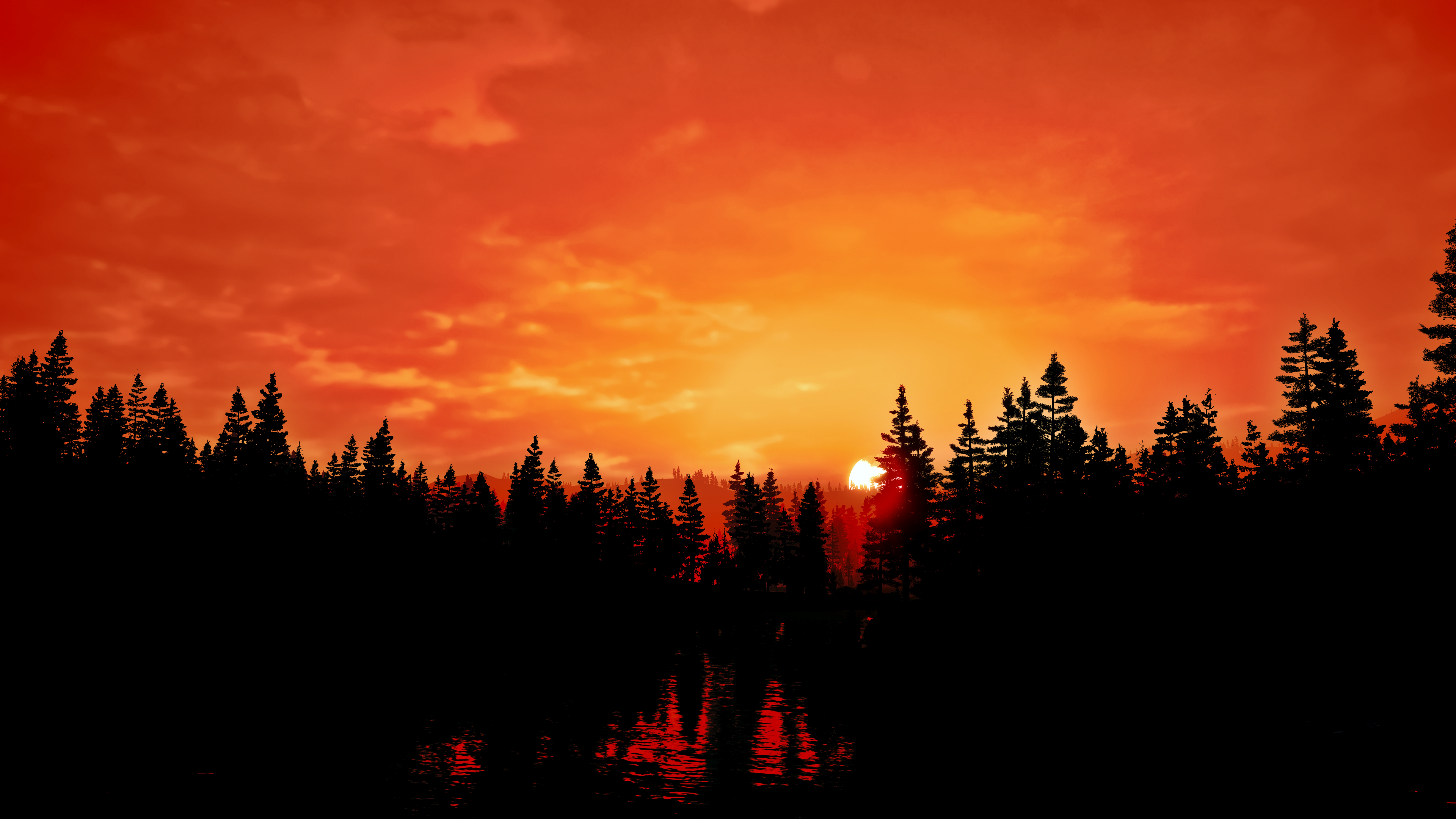 General 3840x2160 Far Cry 5 reshade sunset Moon sky forest nature Nvidia Reflex low light digital art video games
