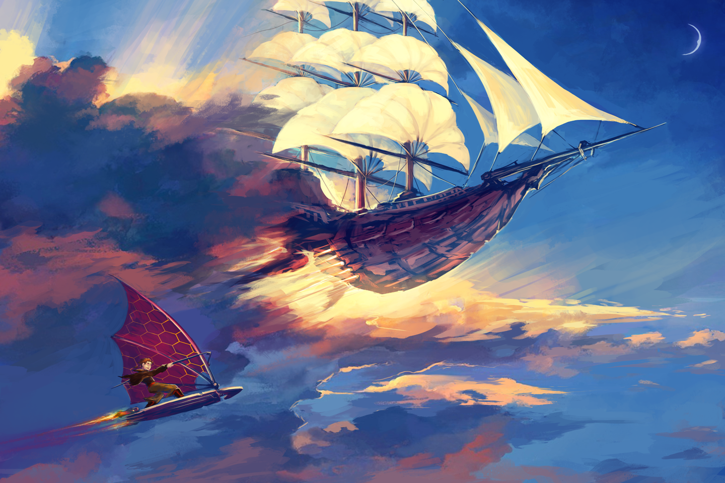 General 1440x960 artwork fantasy art ship sailing ship Treasure Planet digital art