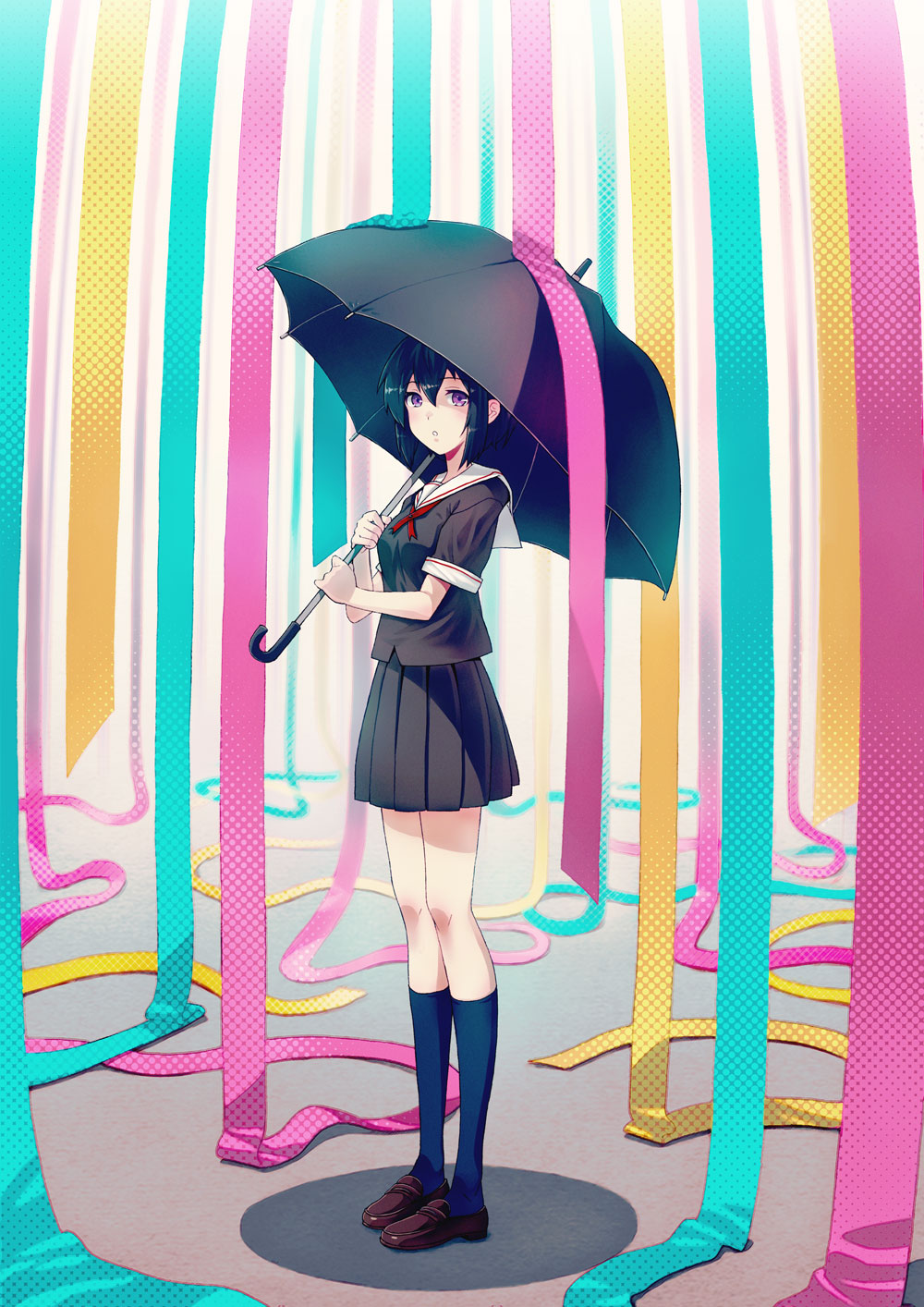 Anime 1000x1414 anime anime girls umbrella miniskirt colorful