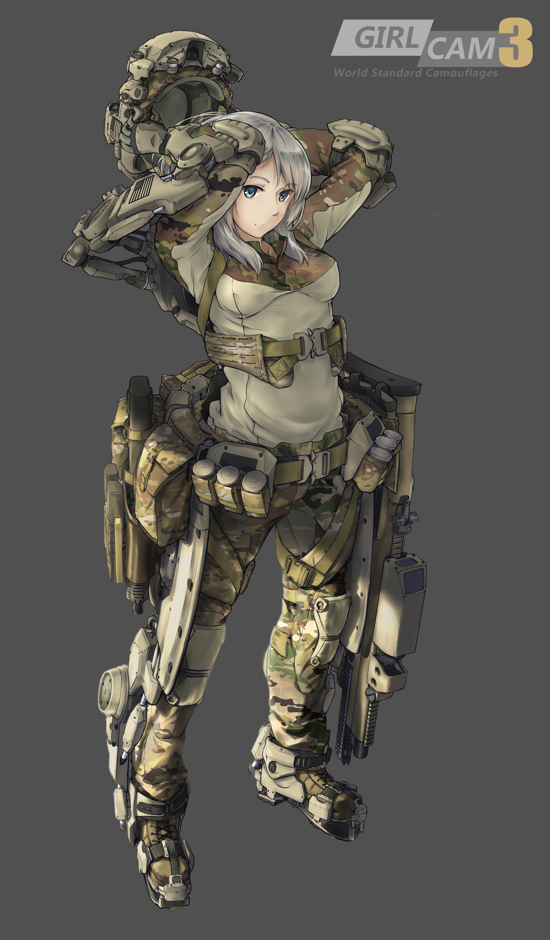 Anime 1920x3281 anime weapon Exoskeleton army girl
