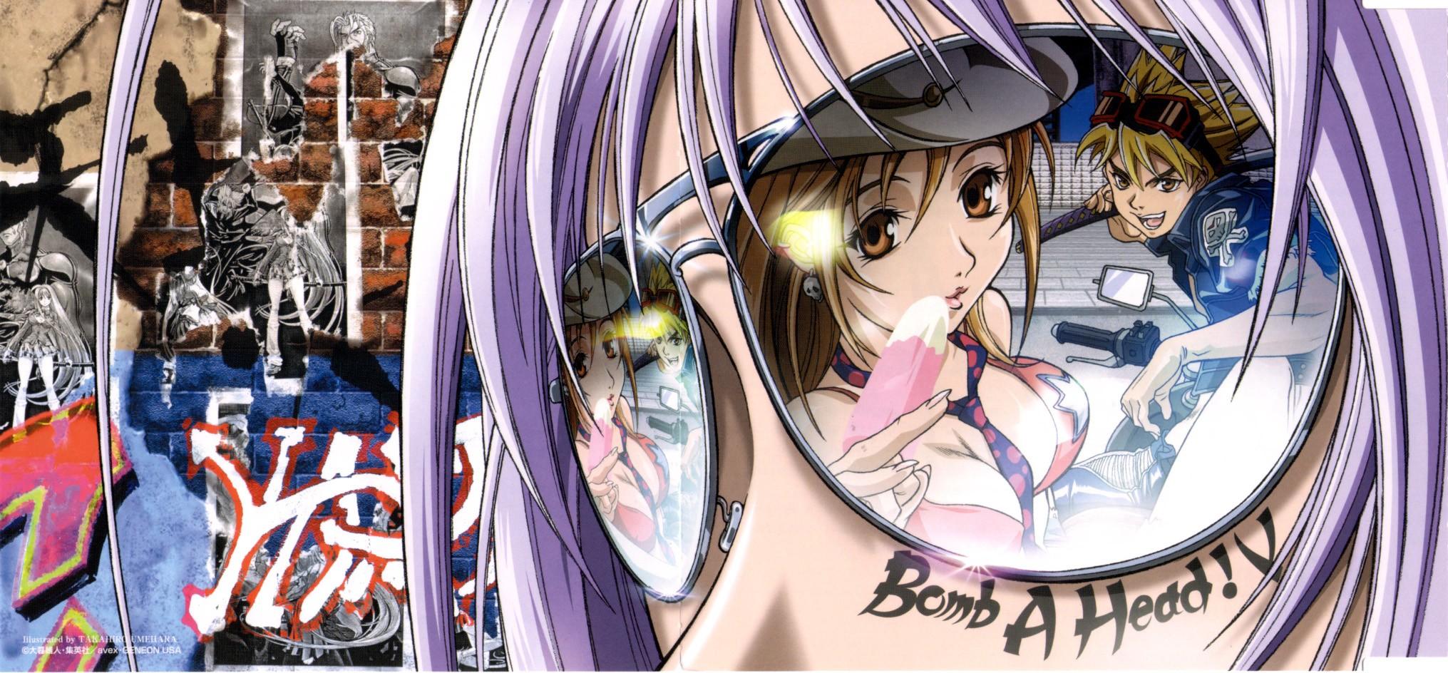 Anime 2031x944 anime Tenjou Tenge anime girls big boobs tie brown eyes purple hair
