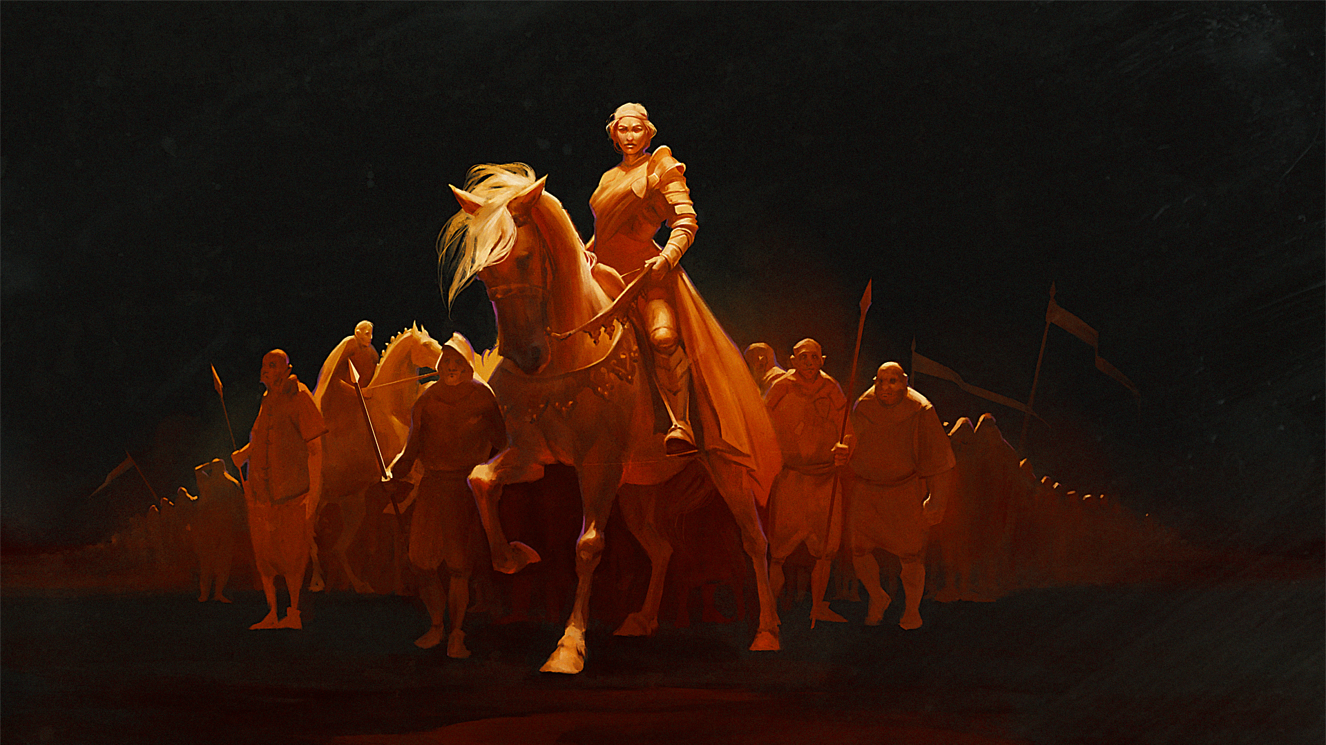 General 1920x1080 digital art artwork video games women Gwent Thronebreaker: The Witcher Tales horse army