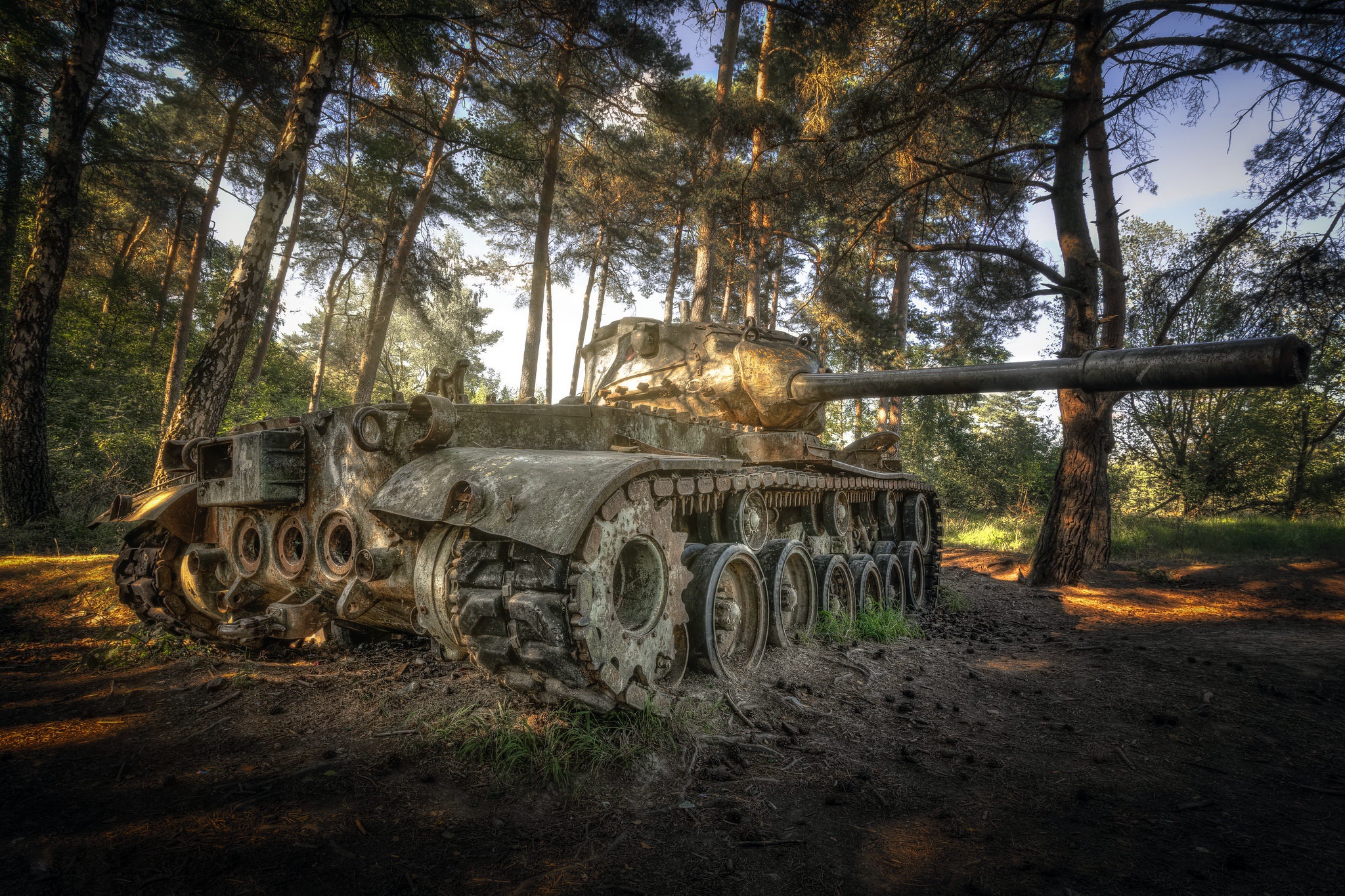 General 2048x1365 tank wreck vehicle trees outdoors military M47 Patton overgrown