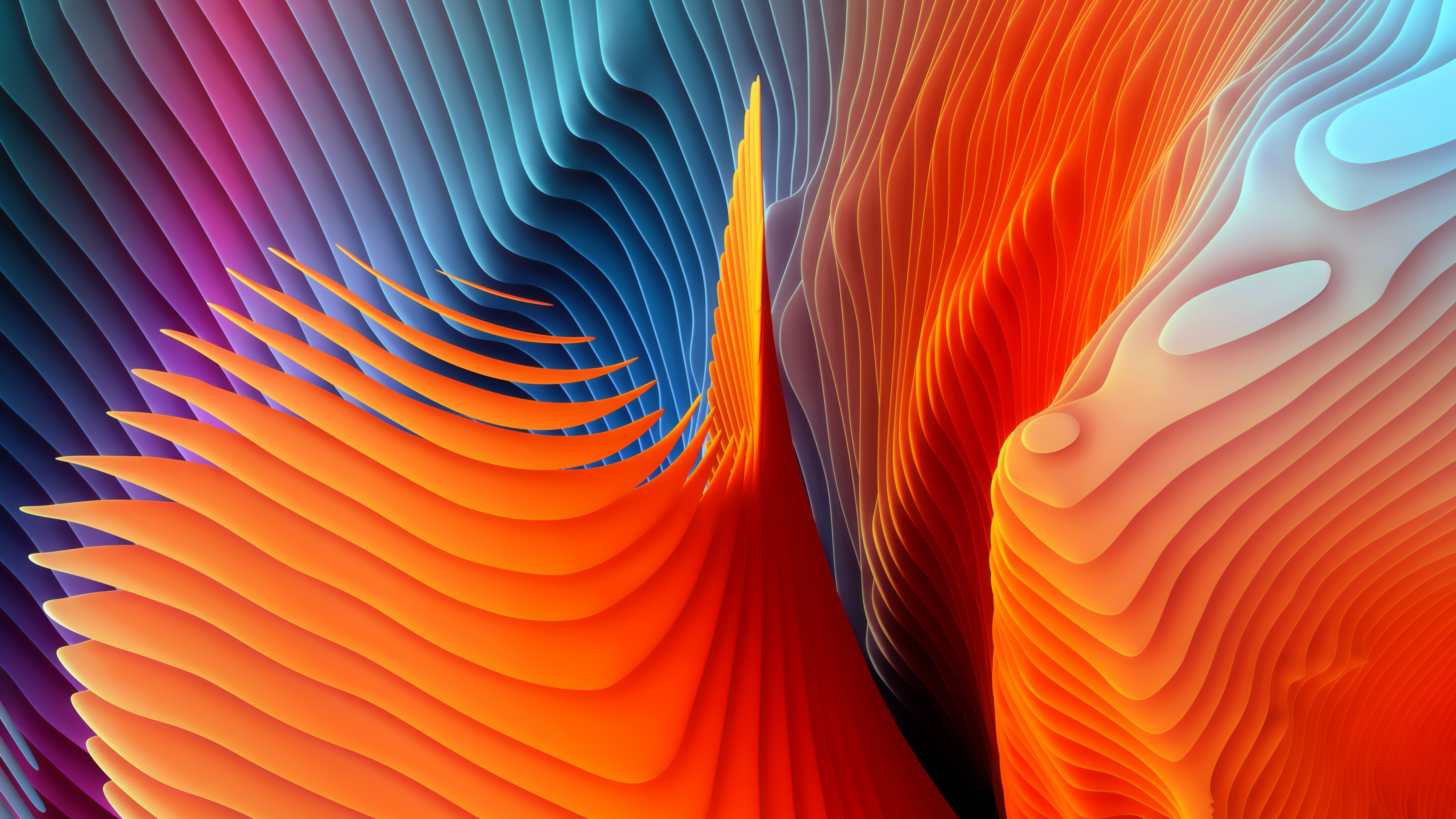 General 5120x2880 abstract colorful shapes digital art orange