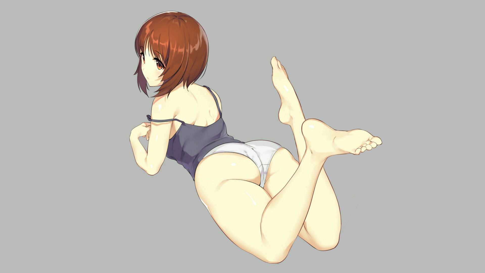Anime 1920x1080 anime anime girls simple background underwear panties ass barefoot