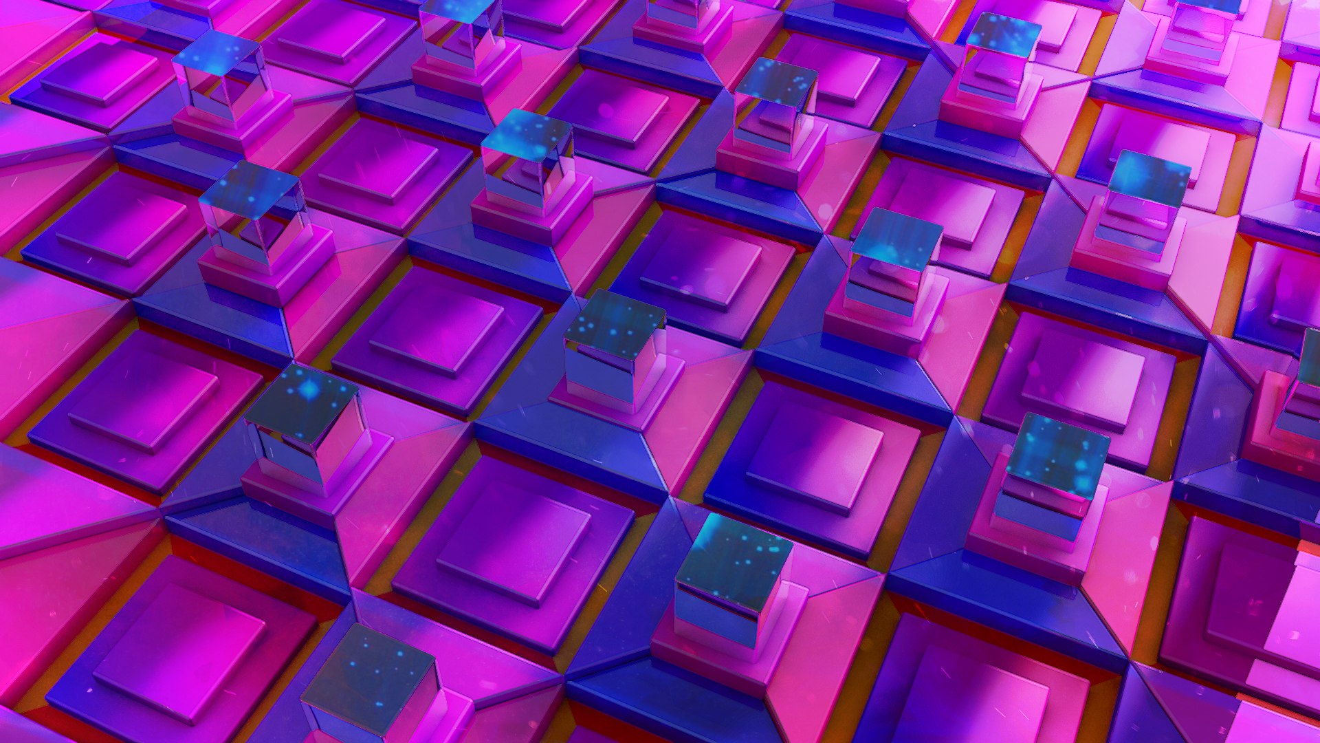 General 1920x1080 3D Abstract square geometric figures pink blue cube