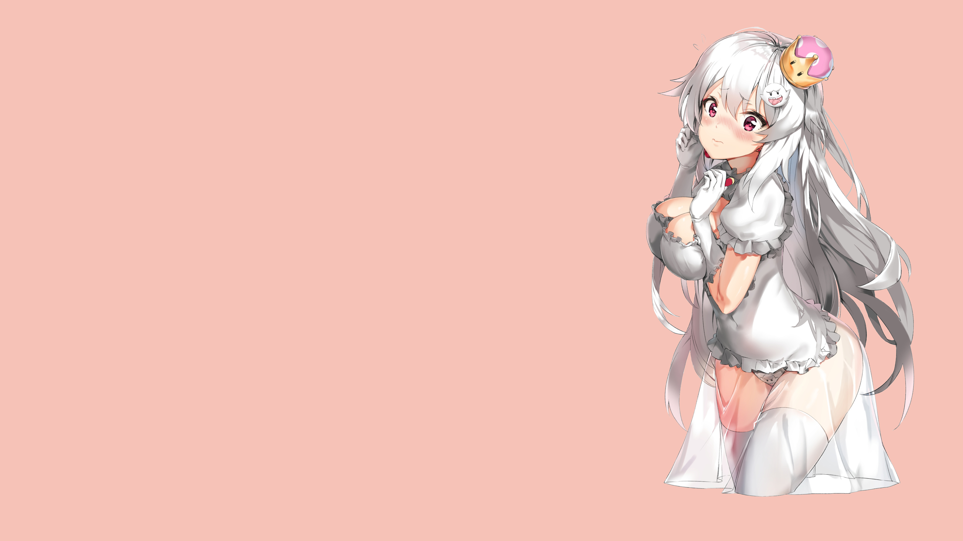 Anime 3840x2160 Pixel Yuxian Booette Super Mario anime anime girls Yuxian simple background pink background bright