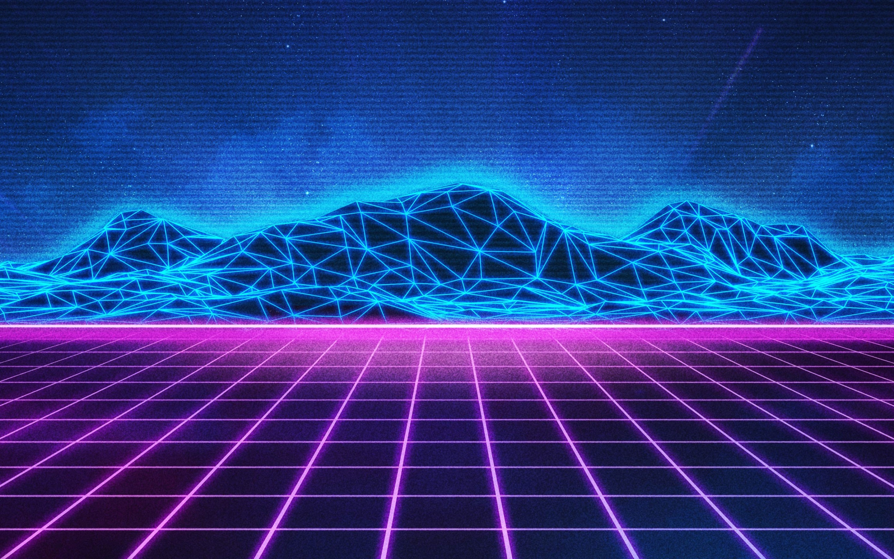 General 2880x1800 retro games neon minimalism mountain top grid Digital Grid vector digital art CGI