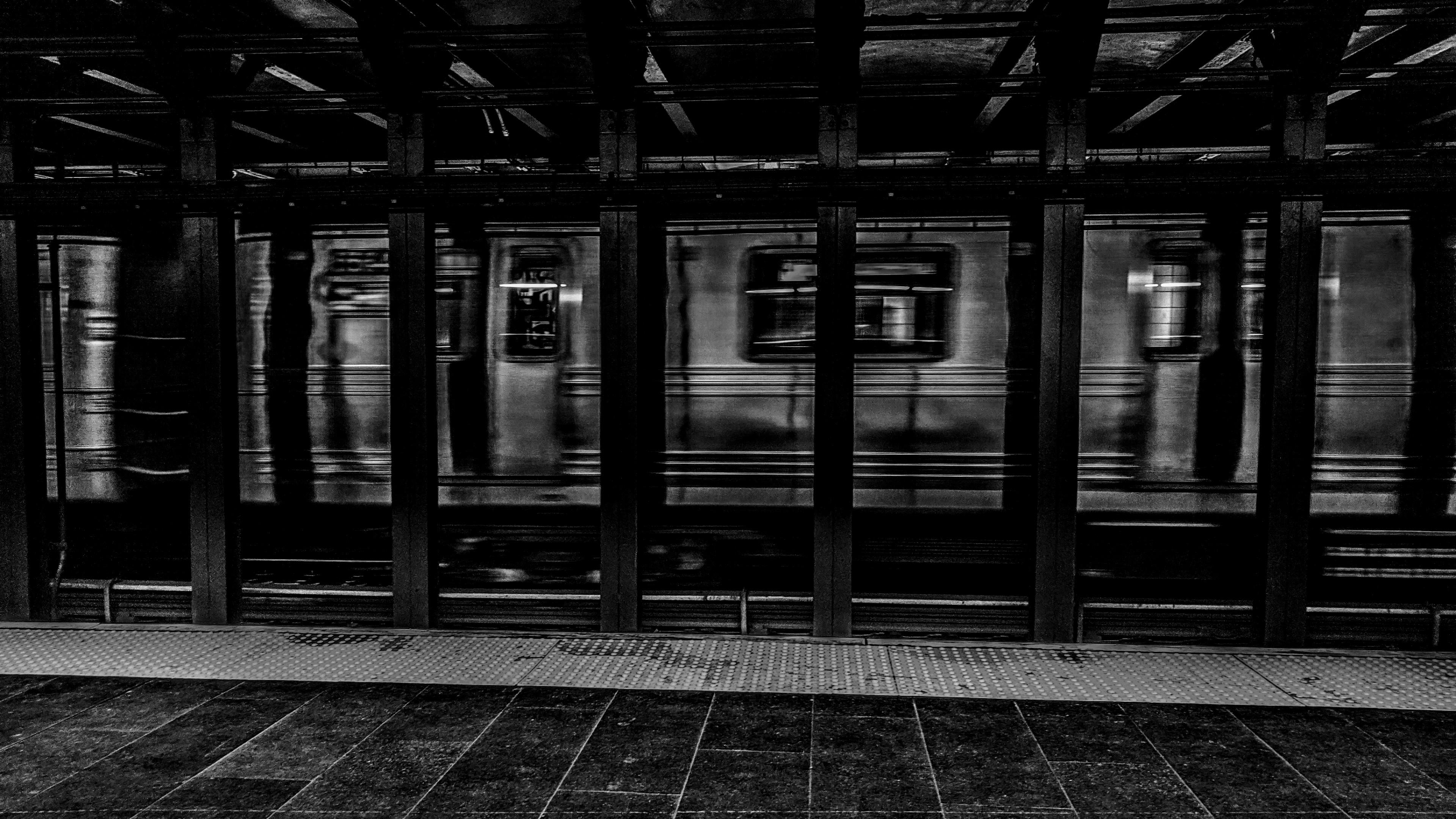 General 3840x2160 New York City subway monochrome urban
