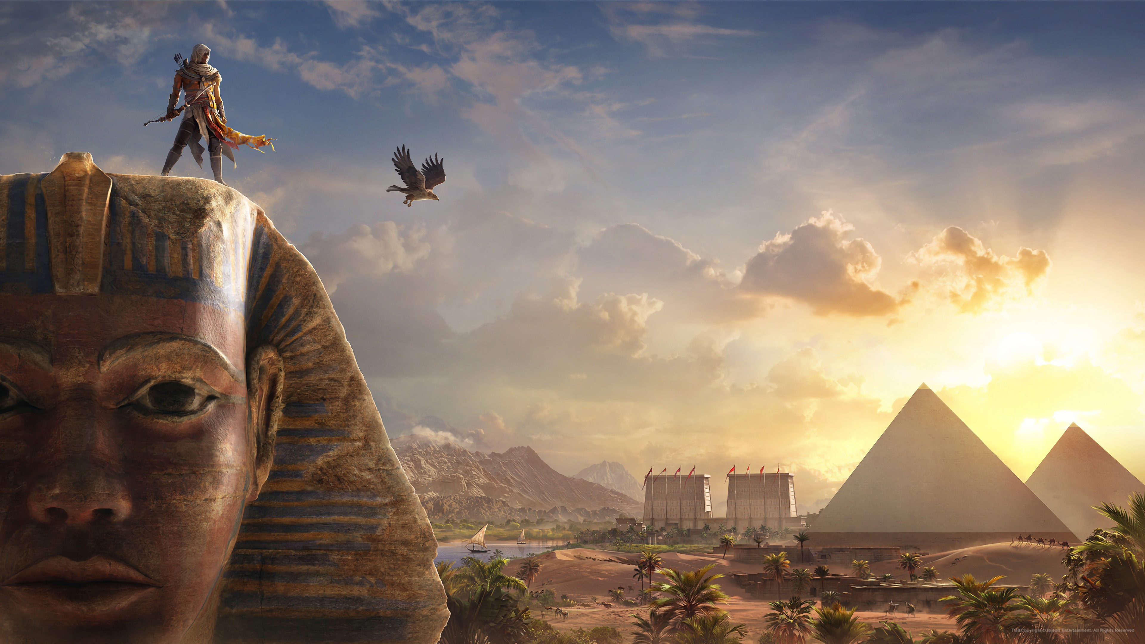 General 3840x2160 video games Assassin's Creed Egyptian mythology Assassin's Creed: Origins Bayek video game characters Ubisoft Pyramids of Giza landmark