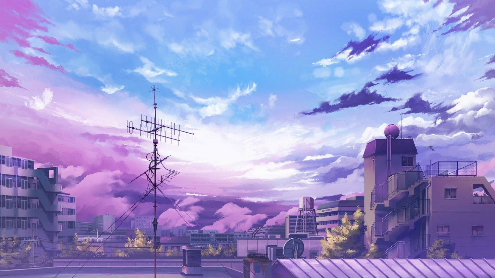 Anime 1920x1080 anime sky purple
