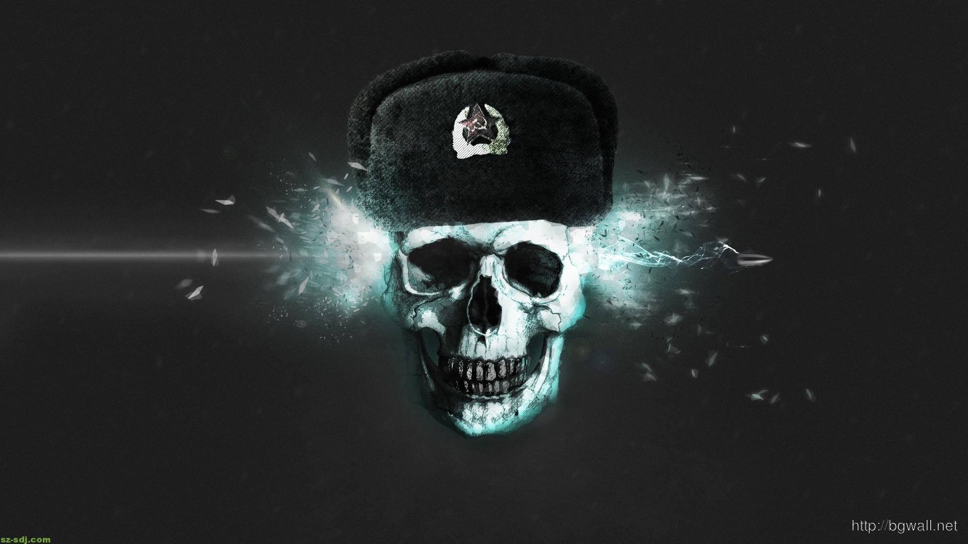 General 1920x1080 skull artwork hat bullet USSR