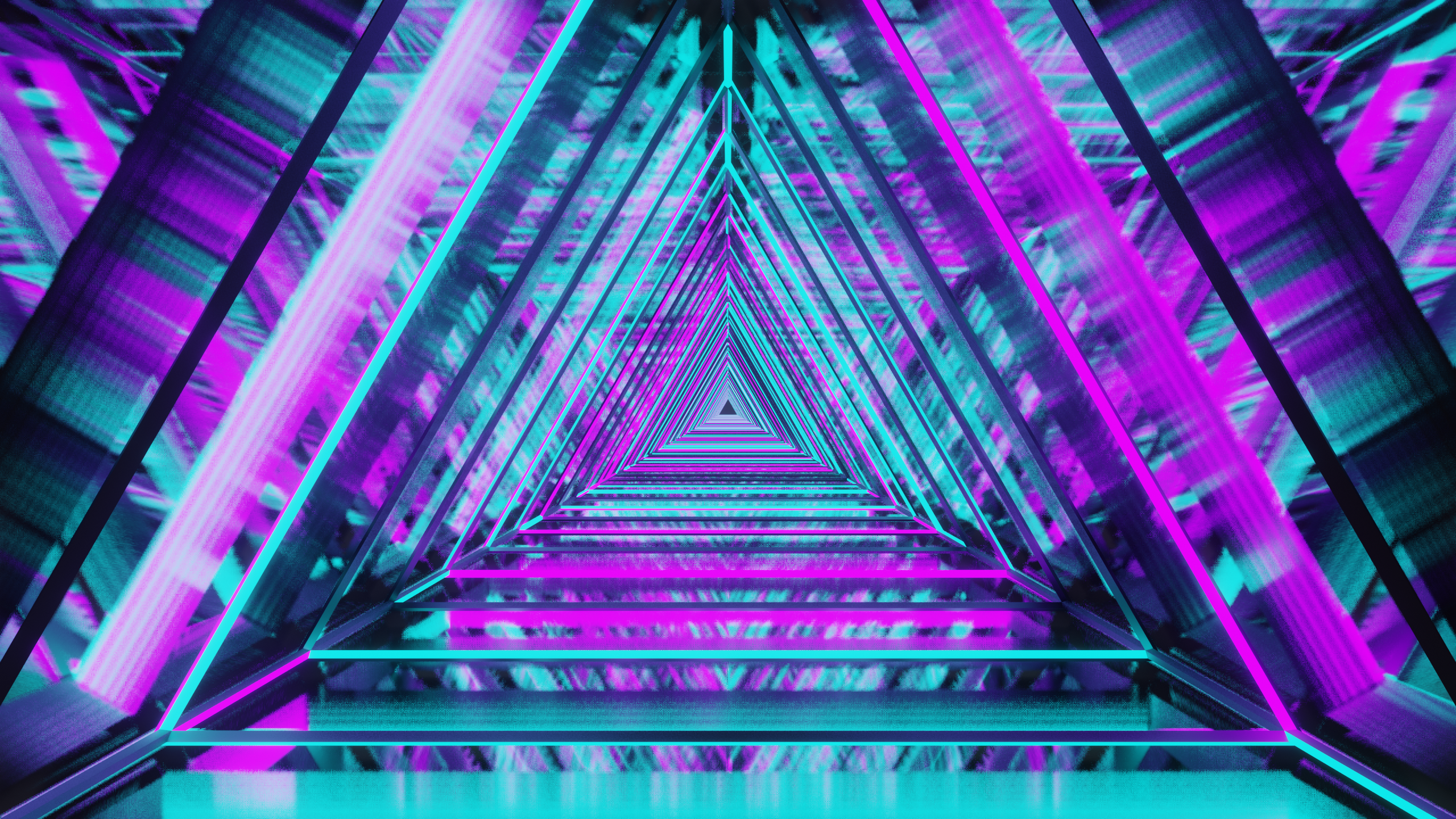 General 2560x1440 digital art neon triangle glowing cyan