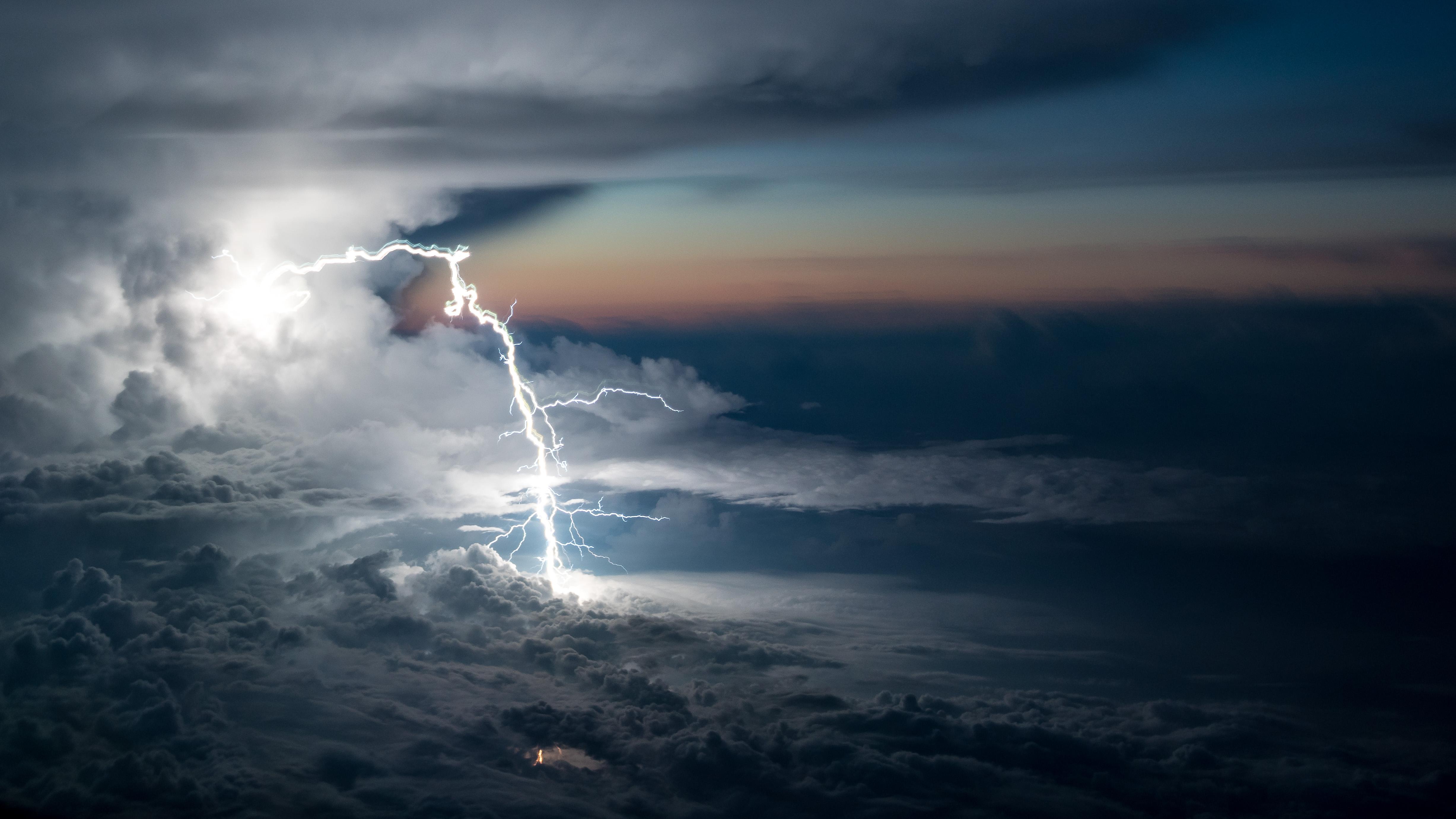 General 4909x2761 nature landscape aerial view clouds sky night lightning