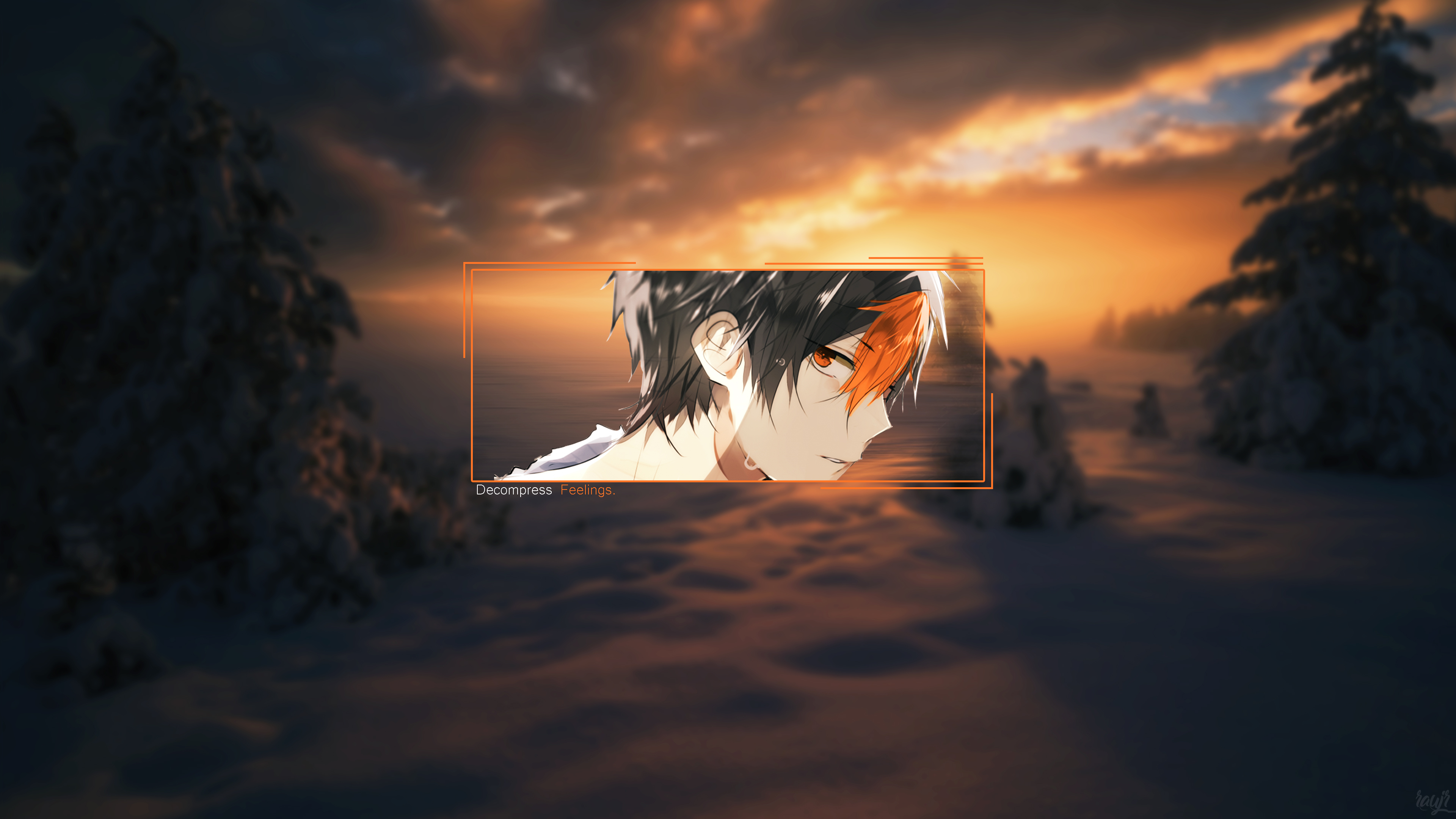 Anime 3840x2160 anime boys picture-in-picture Orange Caramel landscape orange eyes