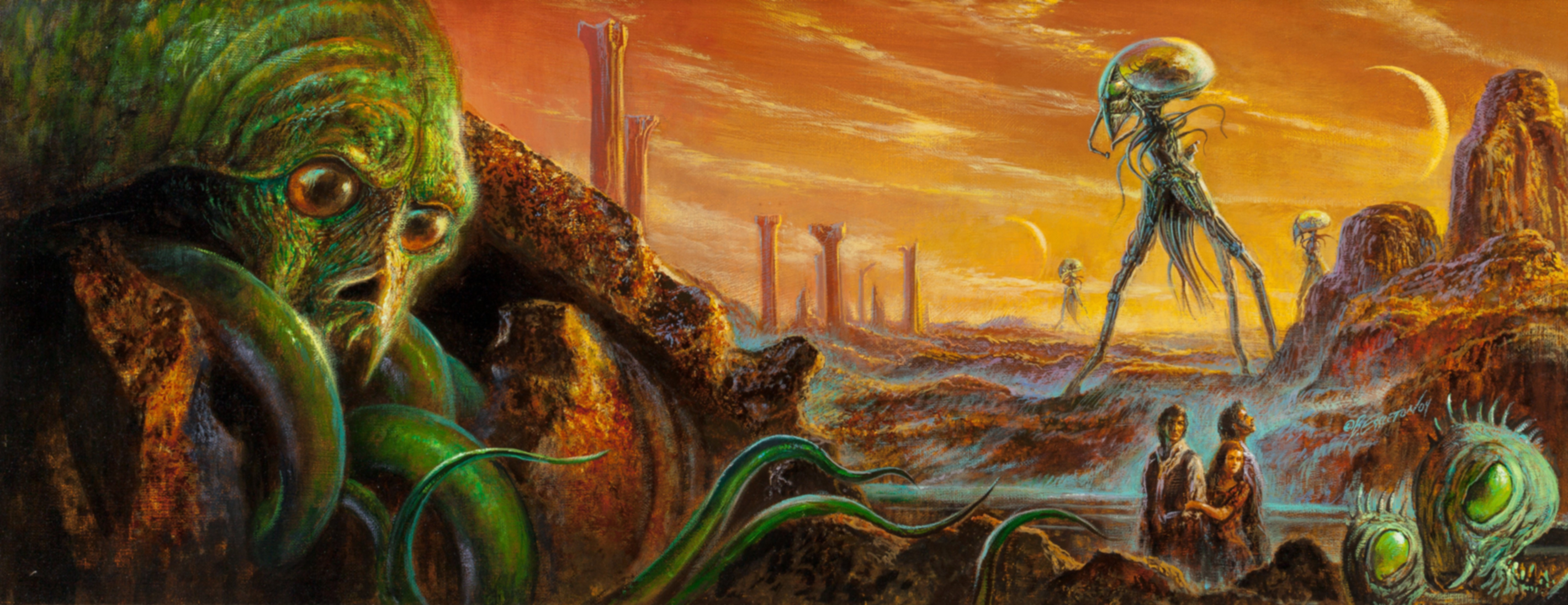 General 2840x1097 Bob Eggleton science fiction Pulp Magazine Martian War of the Worlds Moon painting retro science fiction
