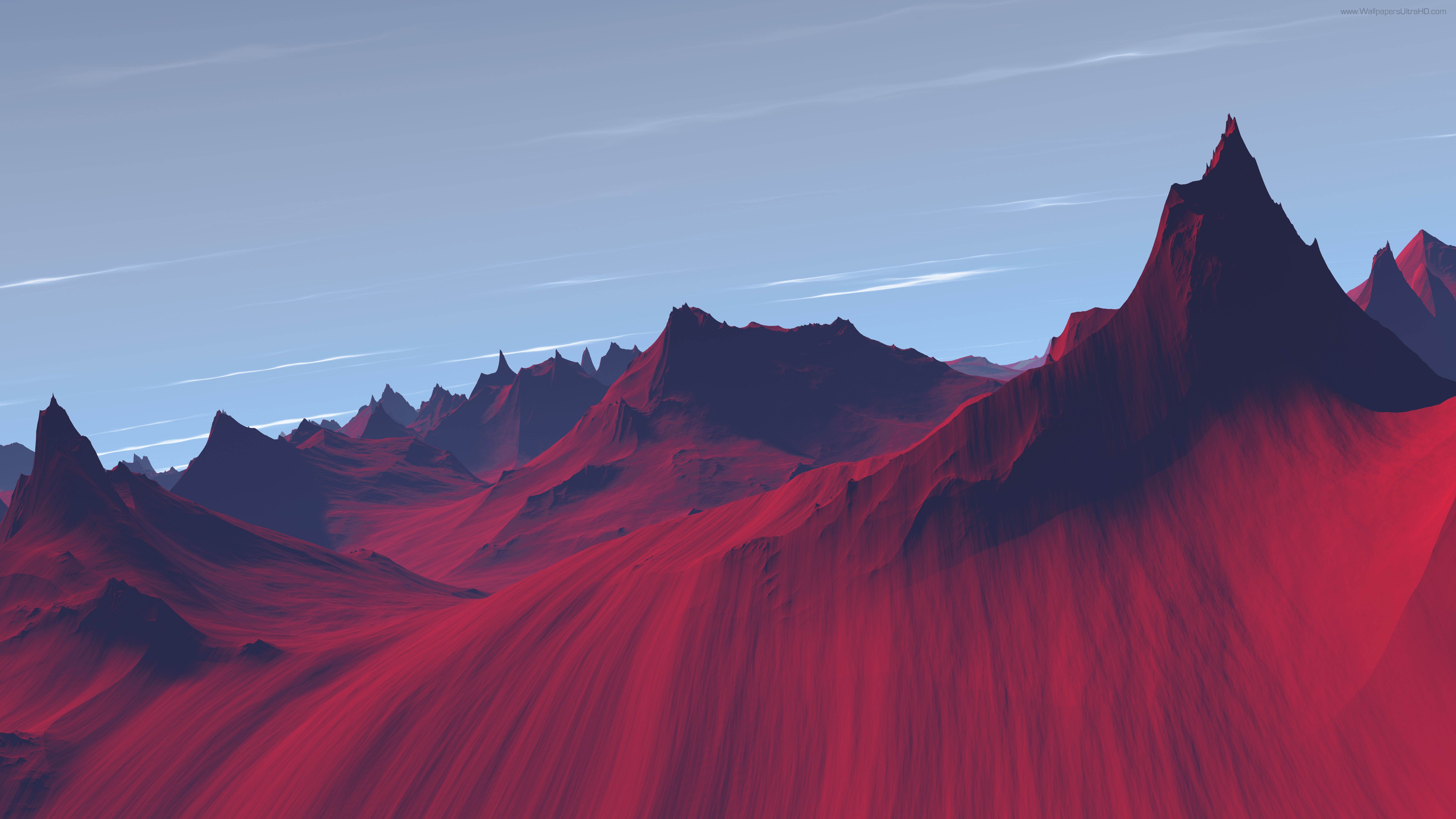 General 7680x4320 mountain top red sky clouds