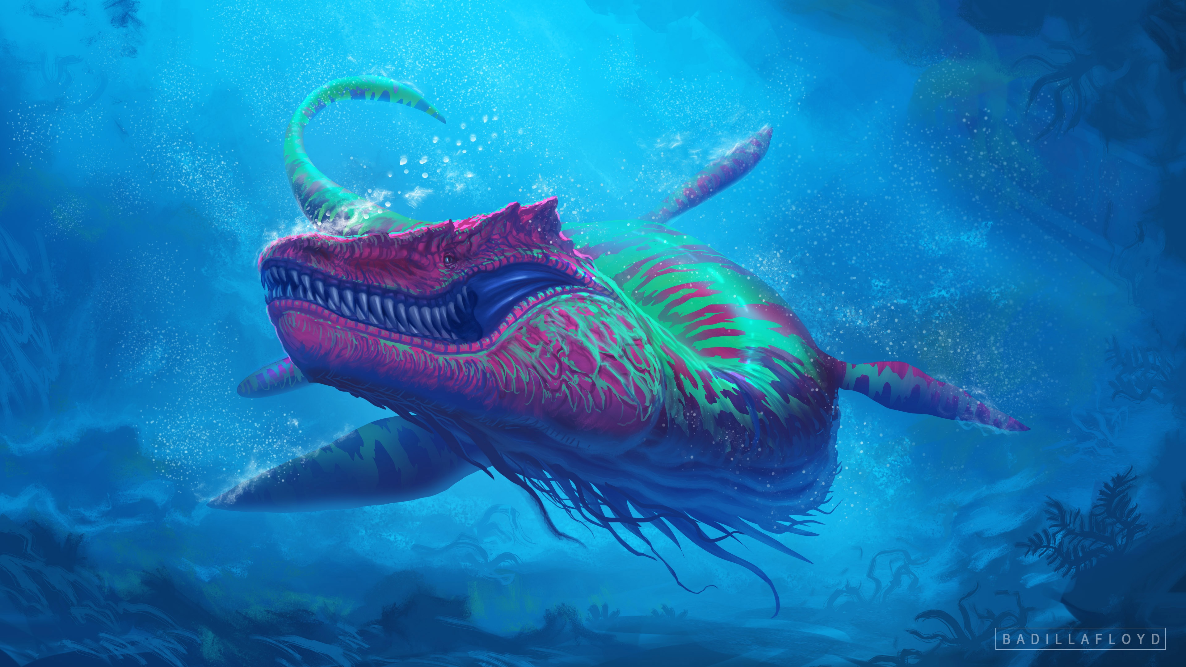 General 3840x2160 artwork fantasy art creature sea monsters underwater