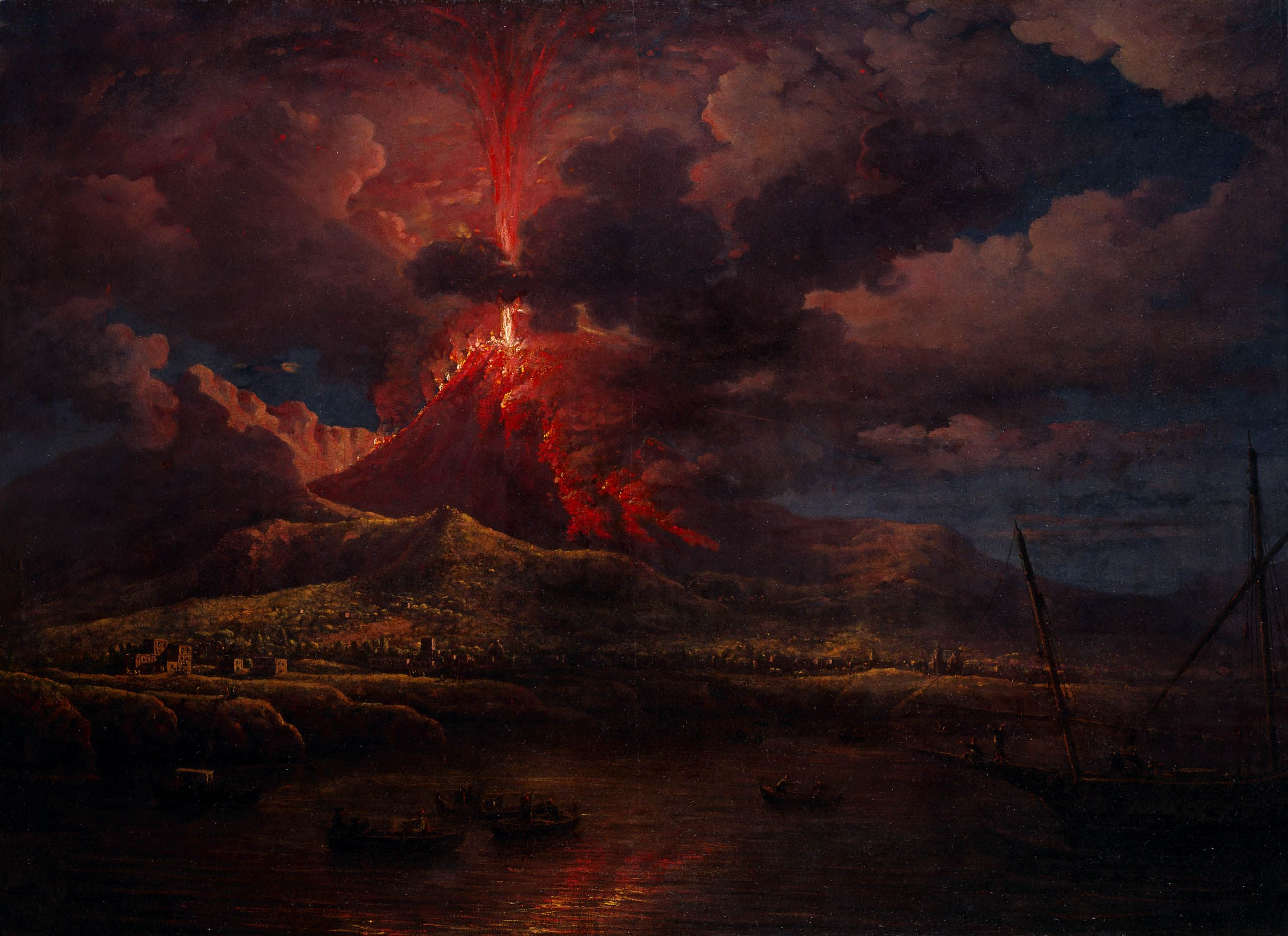 General 2560x1860 Vesuvius erupting at Night William Marlow classic art painting