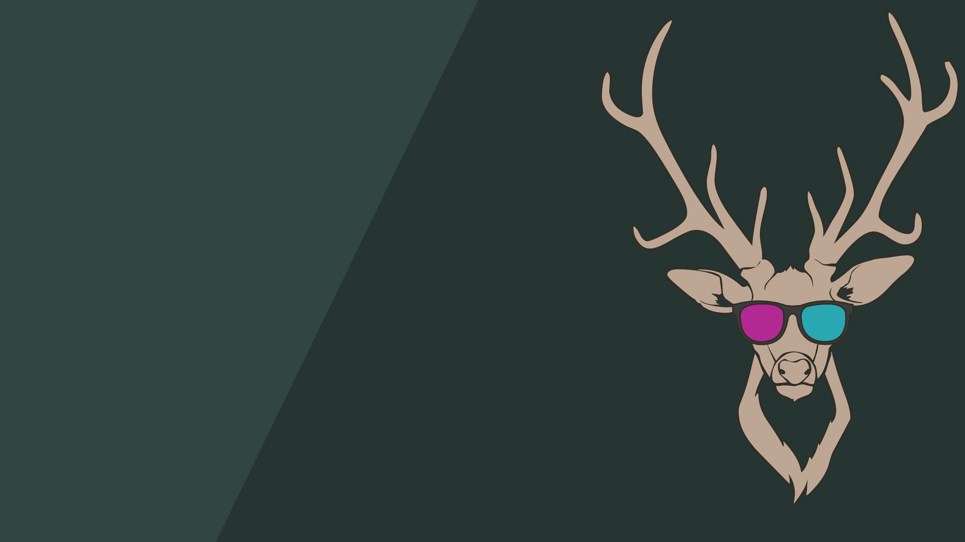 General 1920x1080 minimalism simple background deer glasses antlers green background