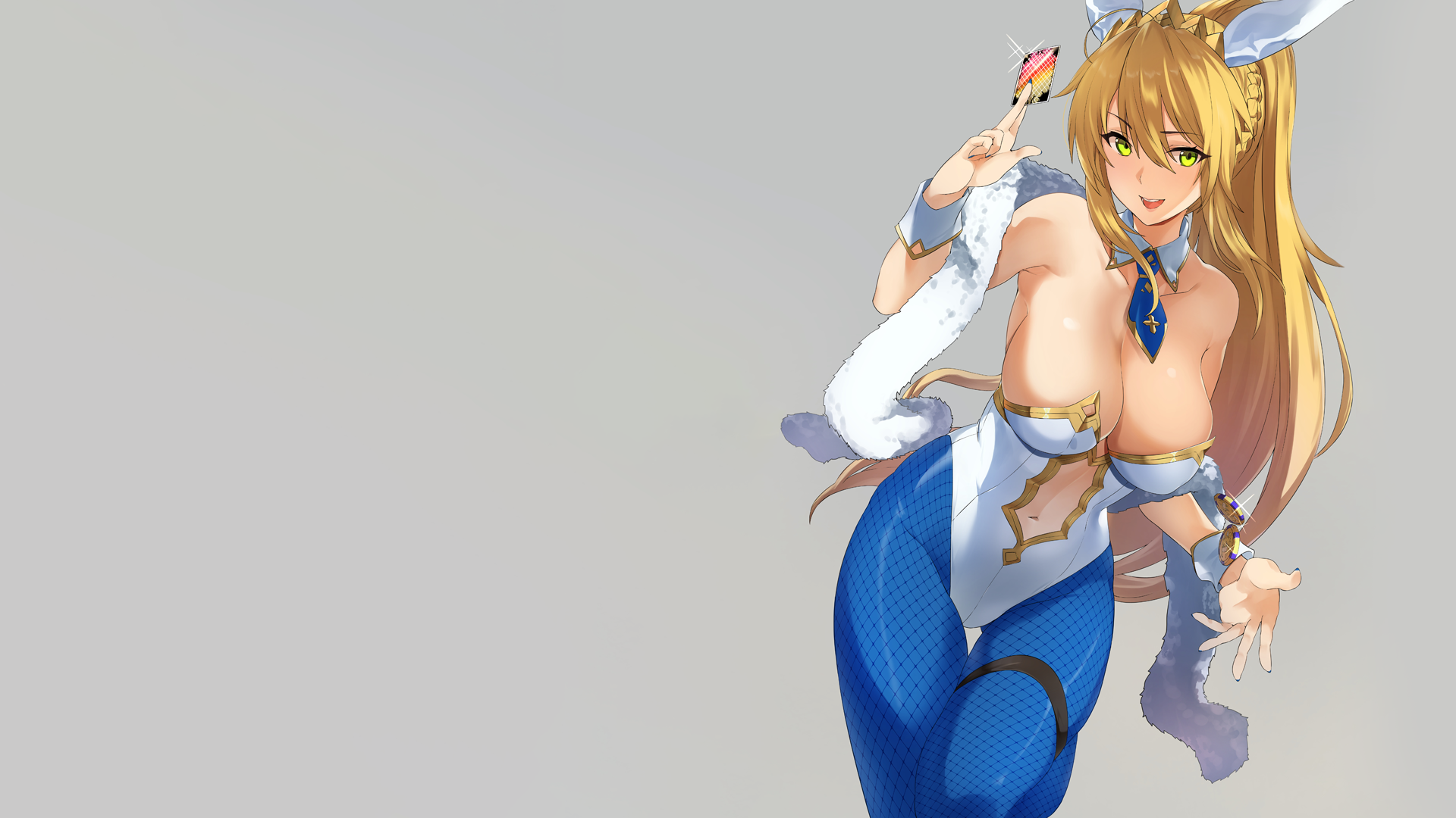 Anime 1920x1080 anime anime girls Fate series Fate/Grand Order Artoria Pendragon Saber bunny suit big boobs pantyhose