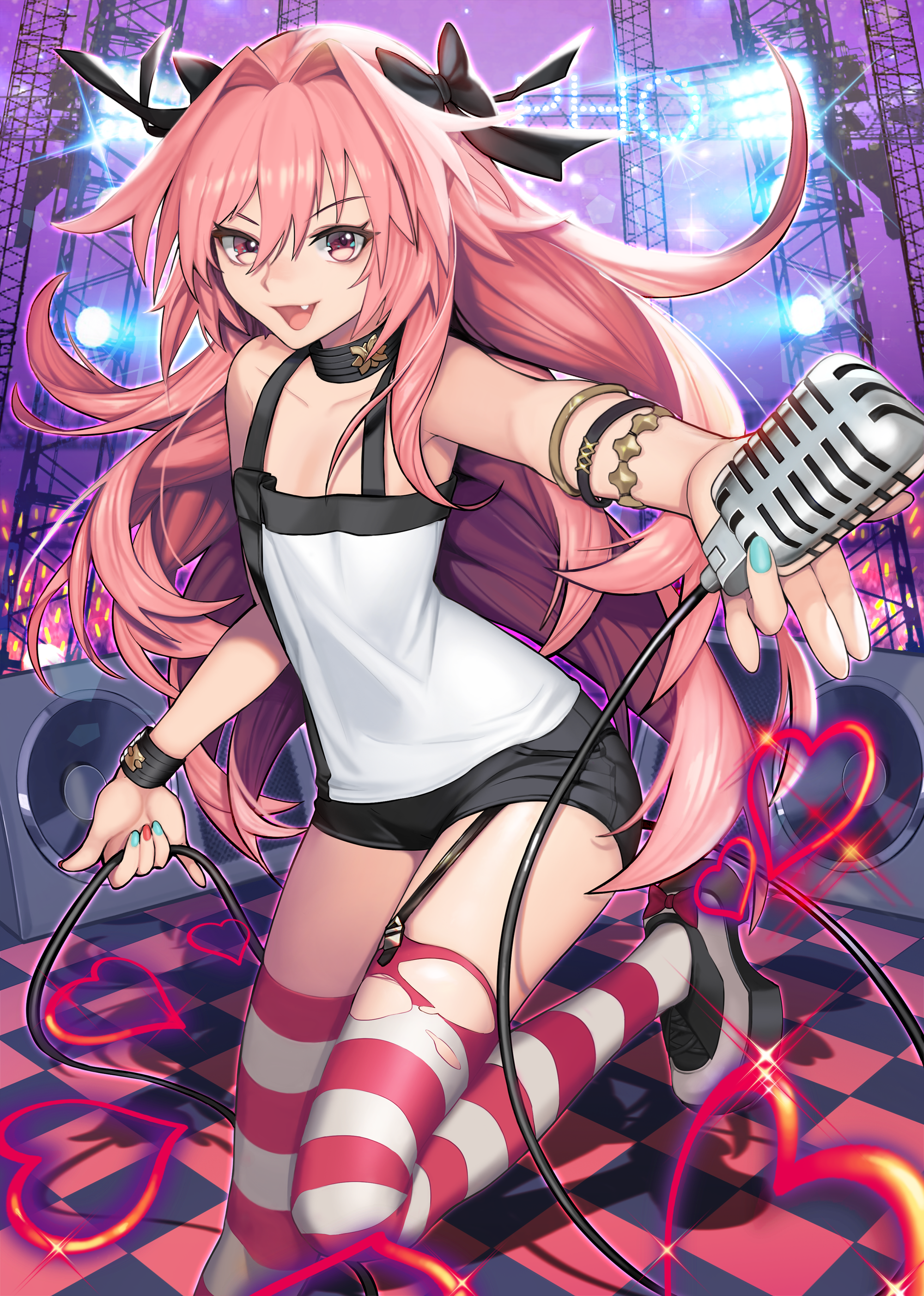 Anime 2000x2805 Fate/Grand Order Fate series anime microphone pink hair open mouth long hair painted nails anime boys