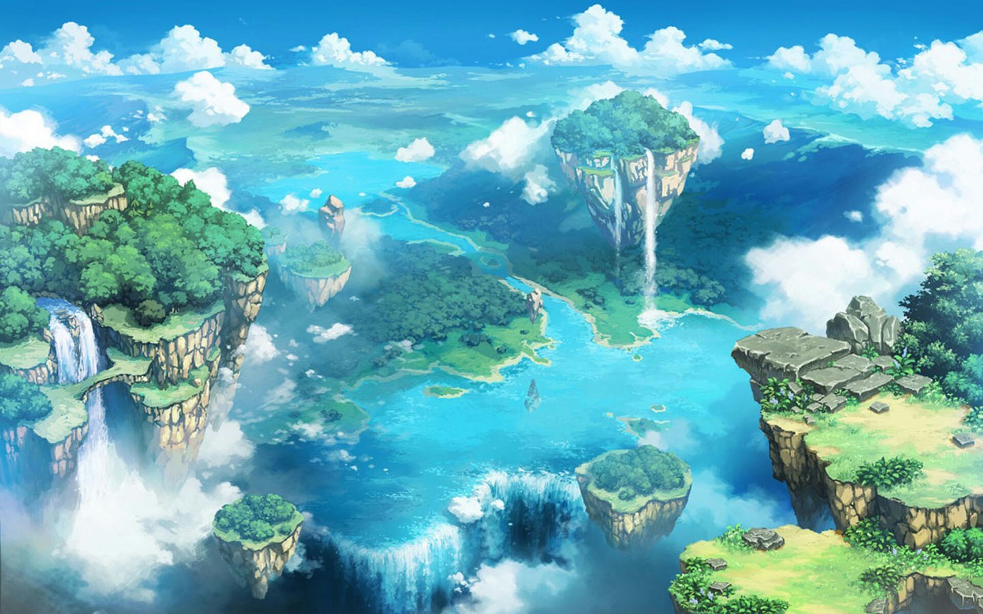 Anime 1920x1200 anime sky island landscape