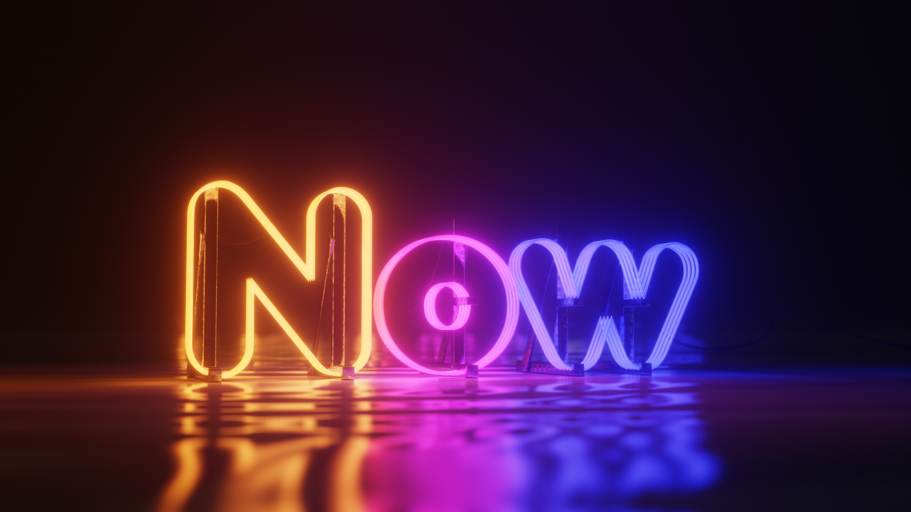 General 3840x2160 CGI digital art neon colorful neon sign typography reflection 4K
