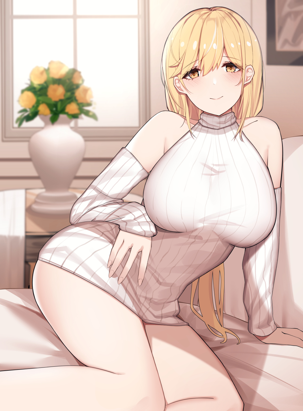 Anime blond breast
