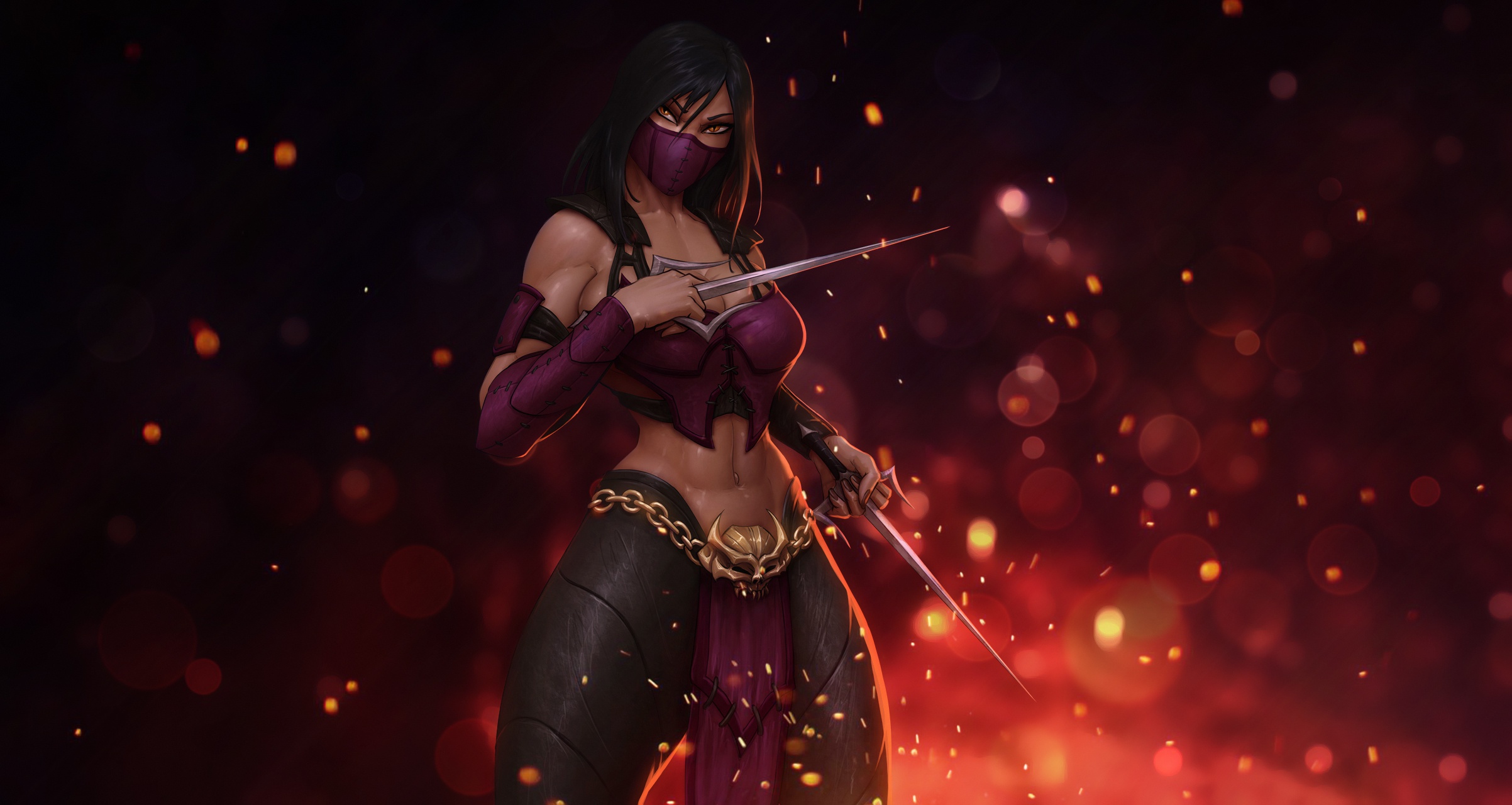 General 2405x1280 video games video game warriors Mileena (Mortal Kombat) Mortal Kombat video game characters video game girls