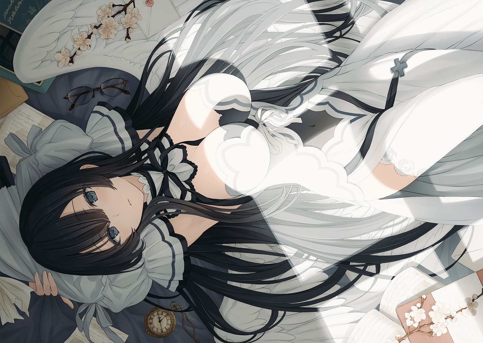 Anime 1678x1193 anime anime girls digital art artwork 2D portrait Yashiro Seika black hair long hair dress big boobs wings