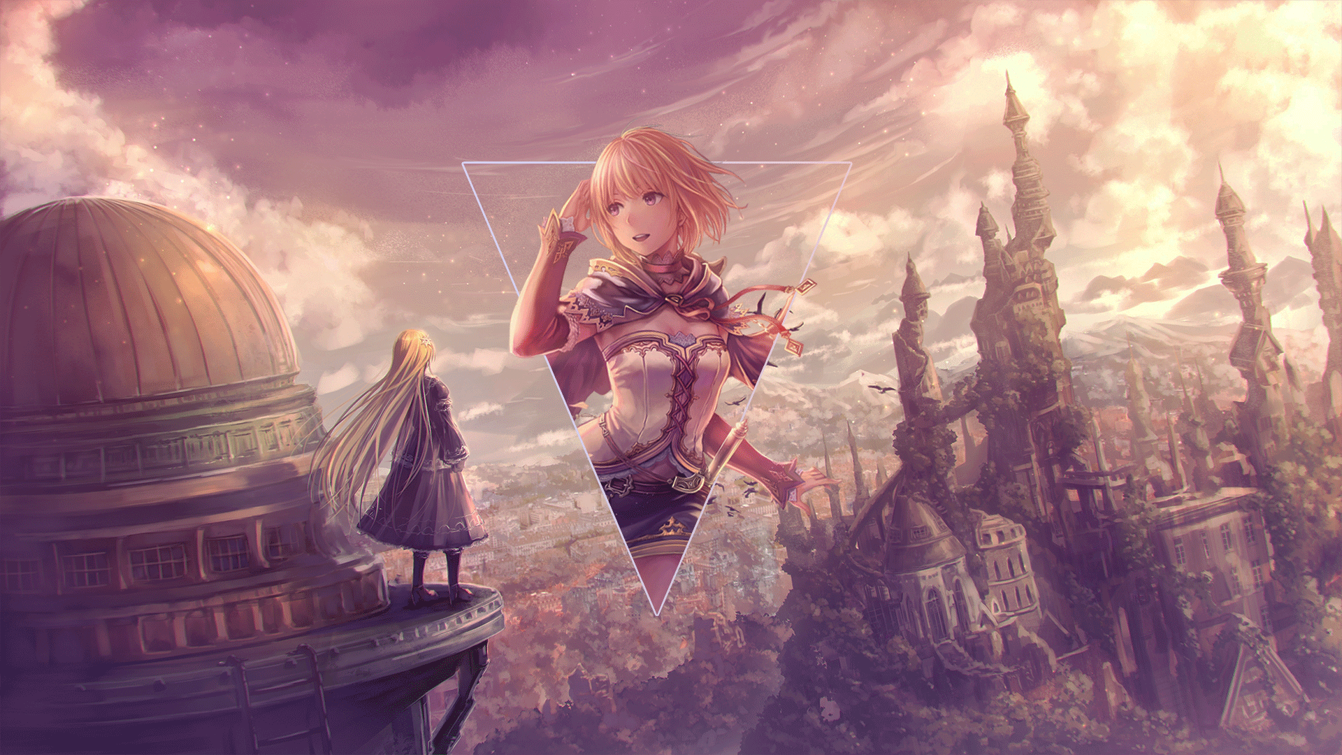 Anime 1920x1080 anime girls anime digital art picture-in-picture cityscape fantasy city