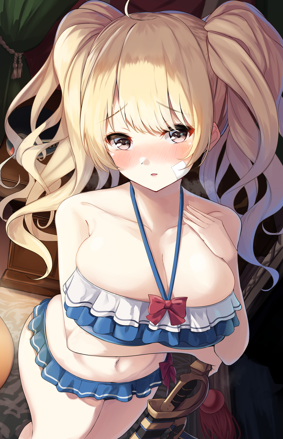 Anime 1075x1669 anime girls Granblue Fantasy Monika Weisswind (Granblue Fantasy) Igayan bikini cleavage big boobs blushing blonde