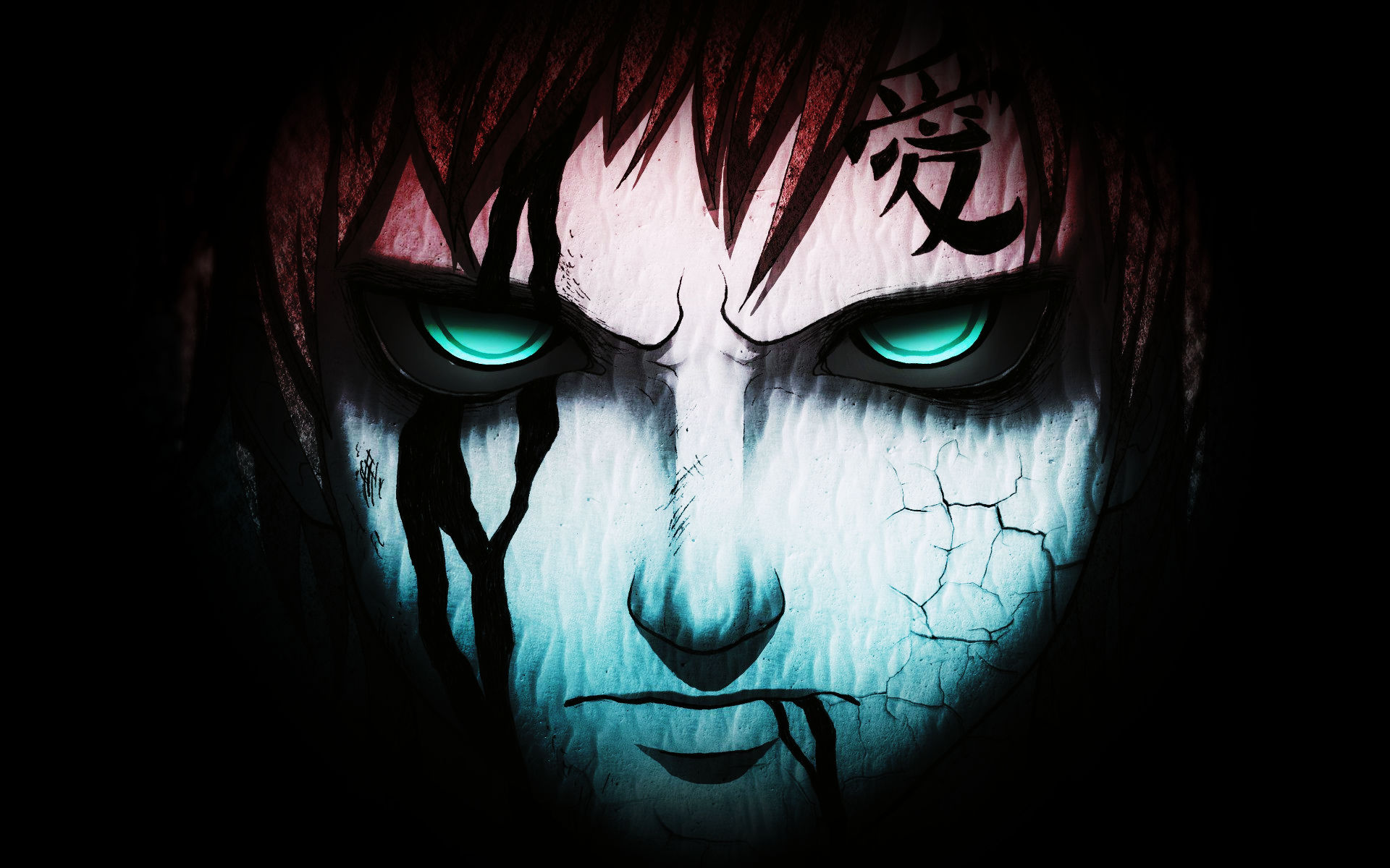 Anime 1920x1200 anime dark eyes face cyan Gaara Naruto Shippuden angry anime boys green eyes