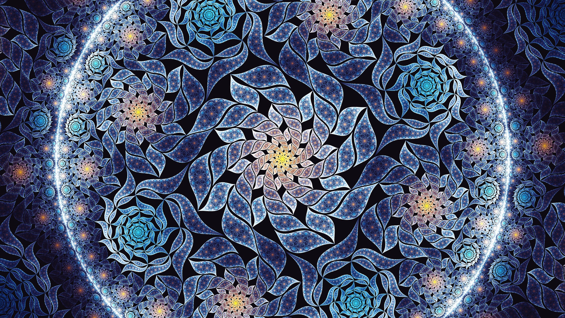 General 1920x1080 fractal pattern flowers digital art texture