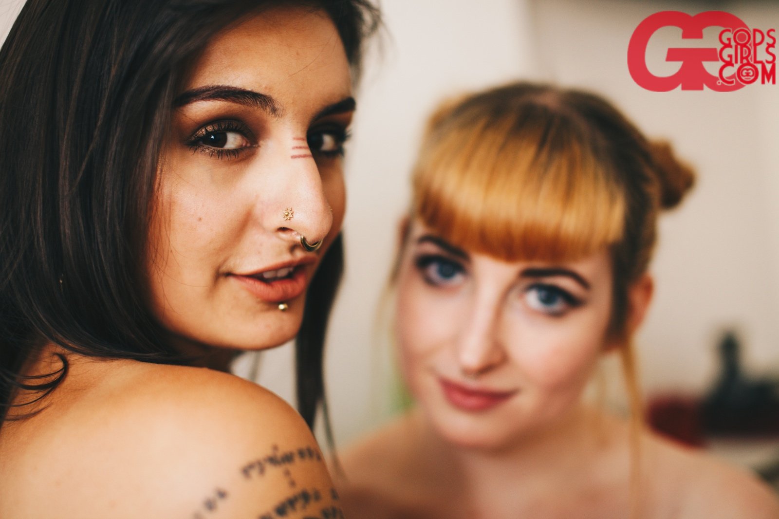 People 1600x1066 molia sunt gods girls tattoo women closeup watermarked two women piercing nose ring
