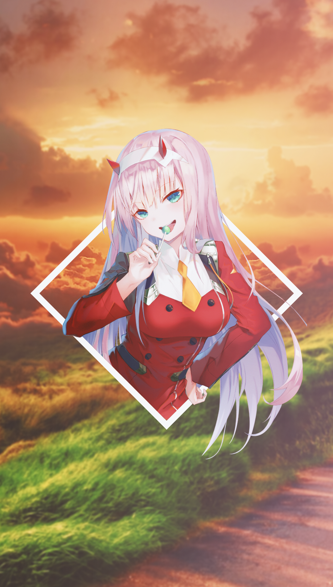 Anime 1080x1902 anime anime girls picture-in-picture Zero Two (Darling in the FranXX) Darling in the FranXX